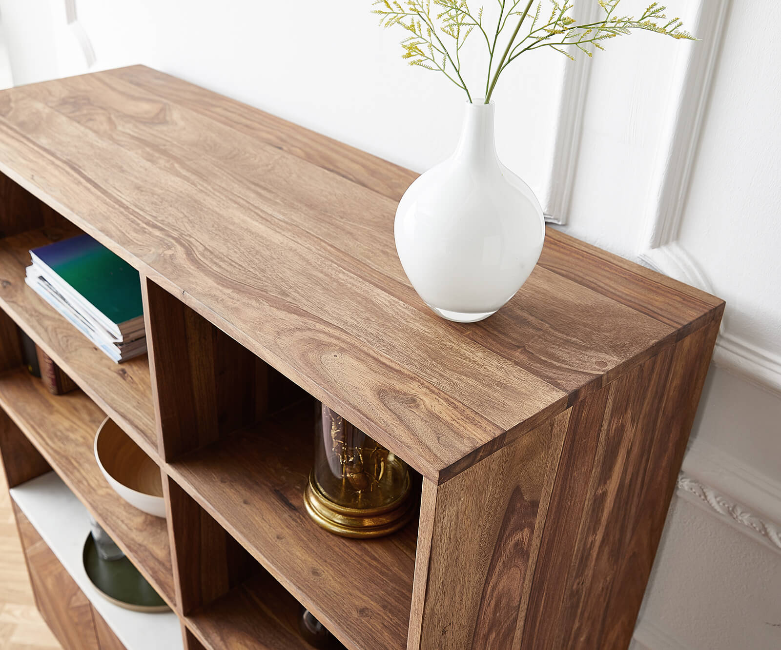 Висока дъска Pacino 115 cm Sheesham естествен камък топ бял мрамор 5