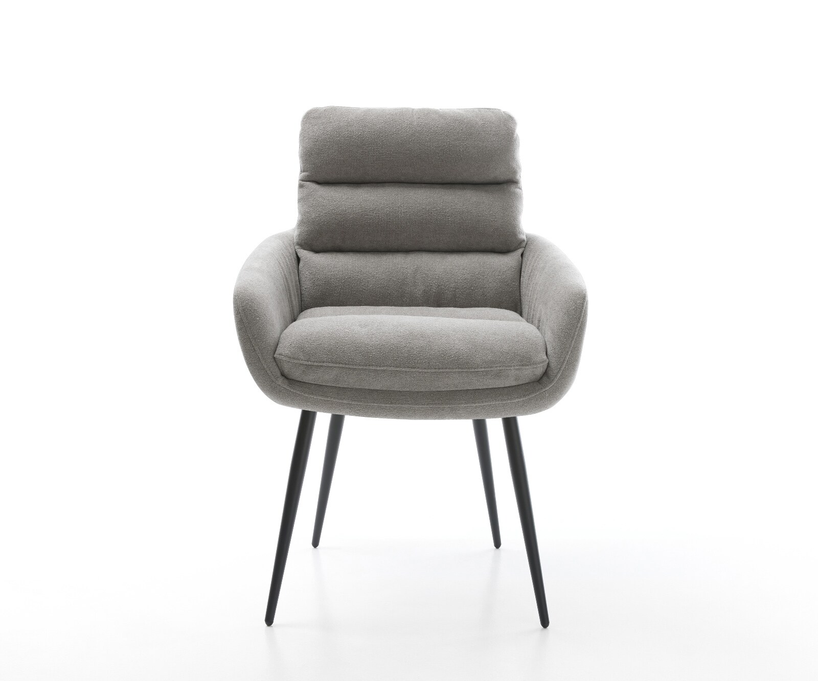 Трапезен стол Abelia-Flex с подлакътници от текстурирана тъкан в меко сиво 4-футов заострен черен цвят 2