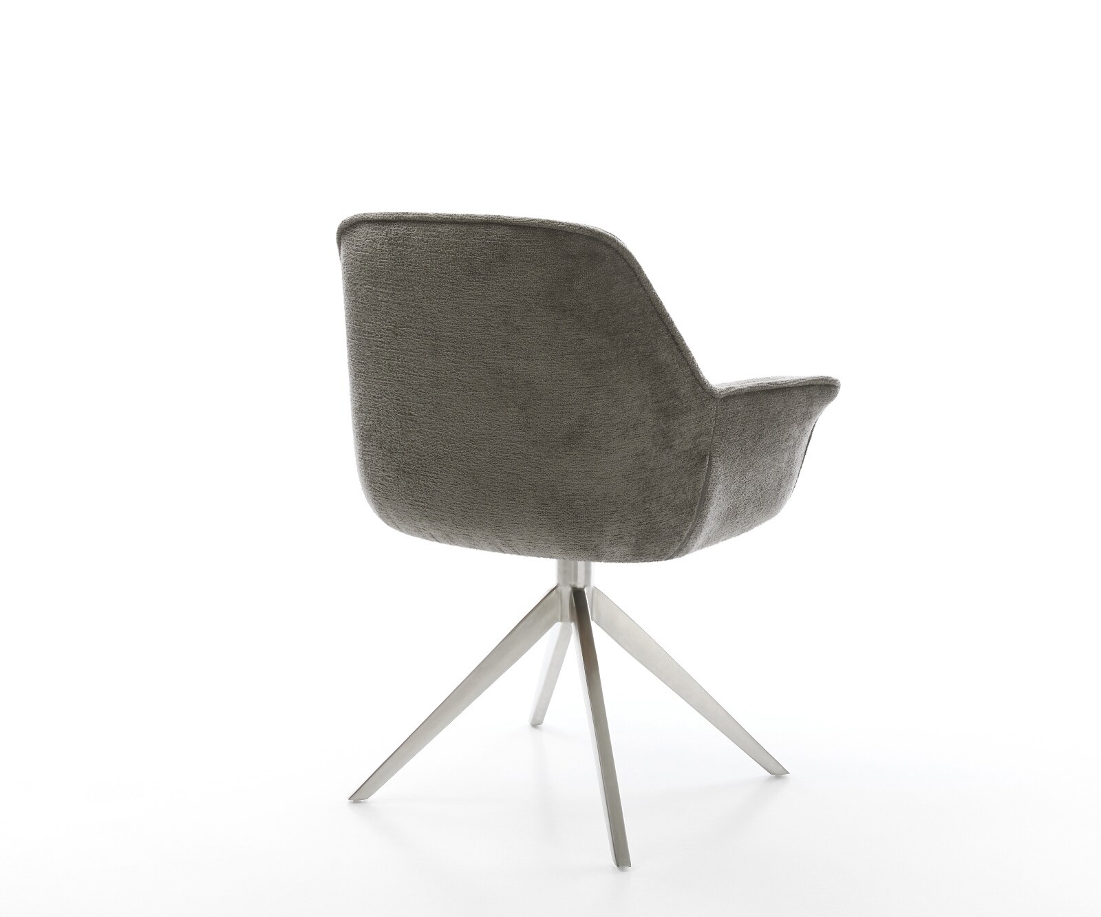 Въртящ се стол Keila-Flex с подлакътници Bouclé Soft mud Кръстосана рамка от широка неръждаема стомана 360° въртене Функция люлеене 5