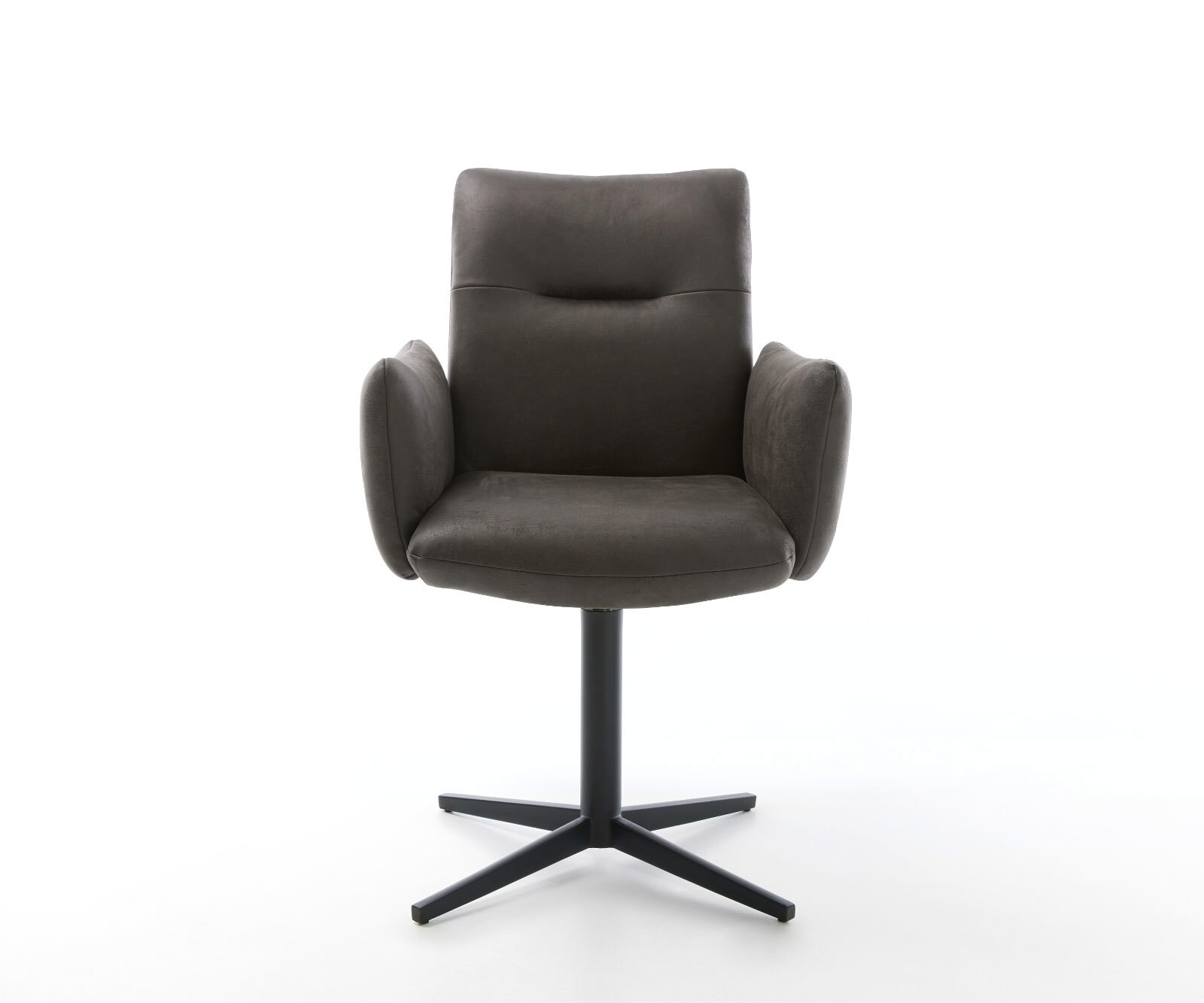 Врътящ се стол с подлакътници Микрофибър Антрацит Винтидж Офис основа Черен 360° въртящ се Покет пружина Jova-Flex 2