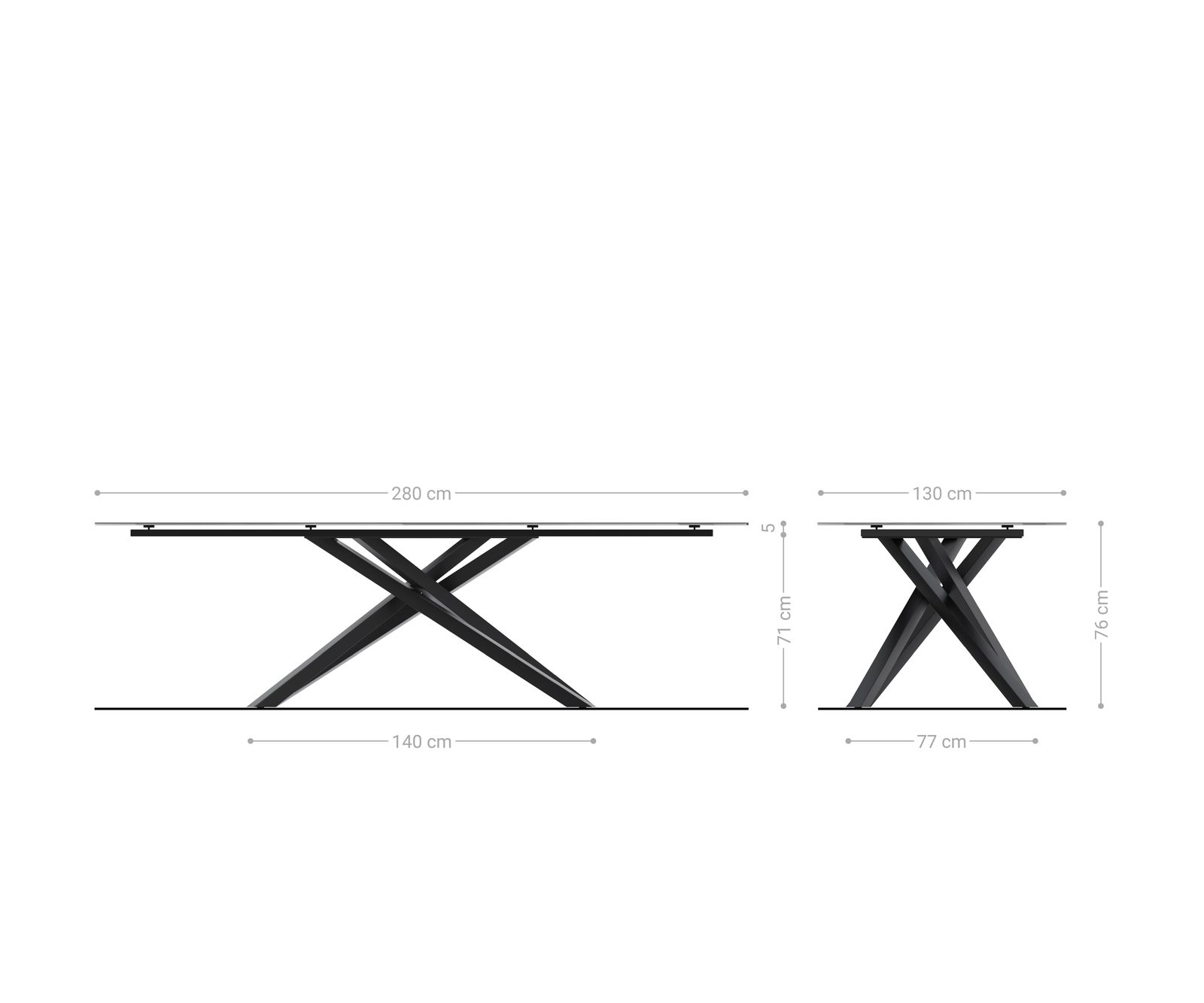 Маса Edge Овална 280x130 см, керамика Laminam „®“, Emperador Extra Lucidato, подходяща за външна употреба в тъмнокафяво, кръстообразна рамка, правоъгълна, неръждаема стомана 7