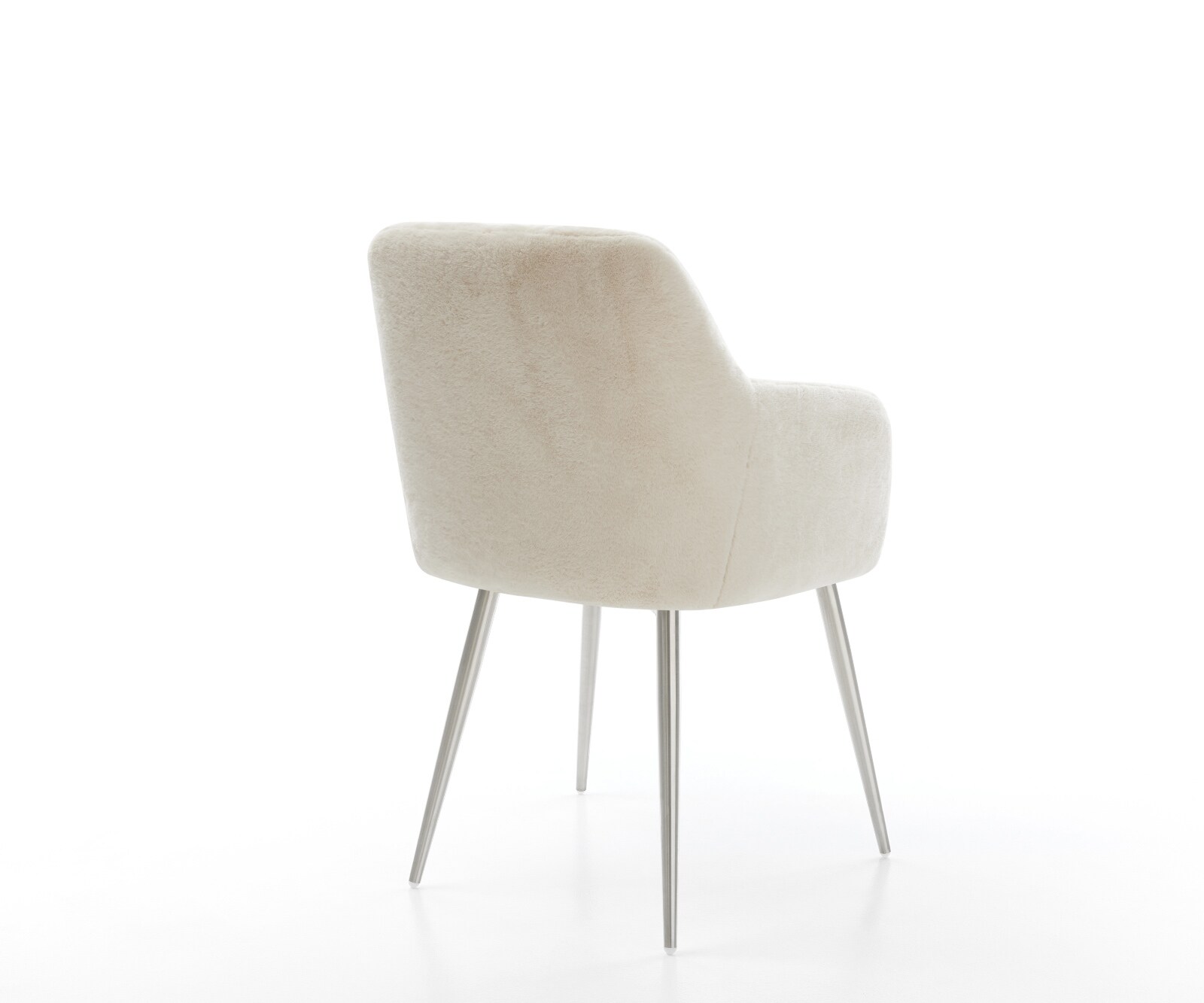 Стол за хранене Greg-Flex плюшен кремаво-бял 4-крак конусовиден джоб от неръждаема стомана 4