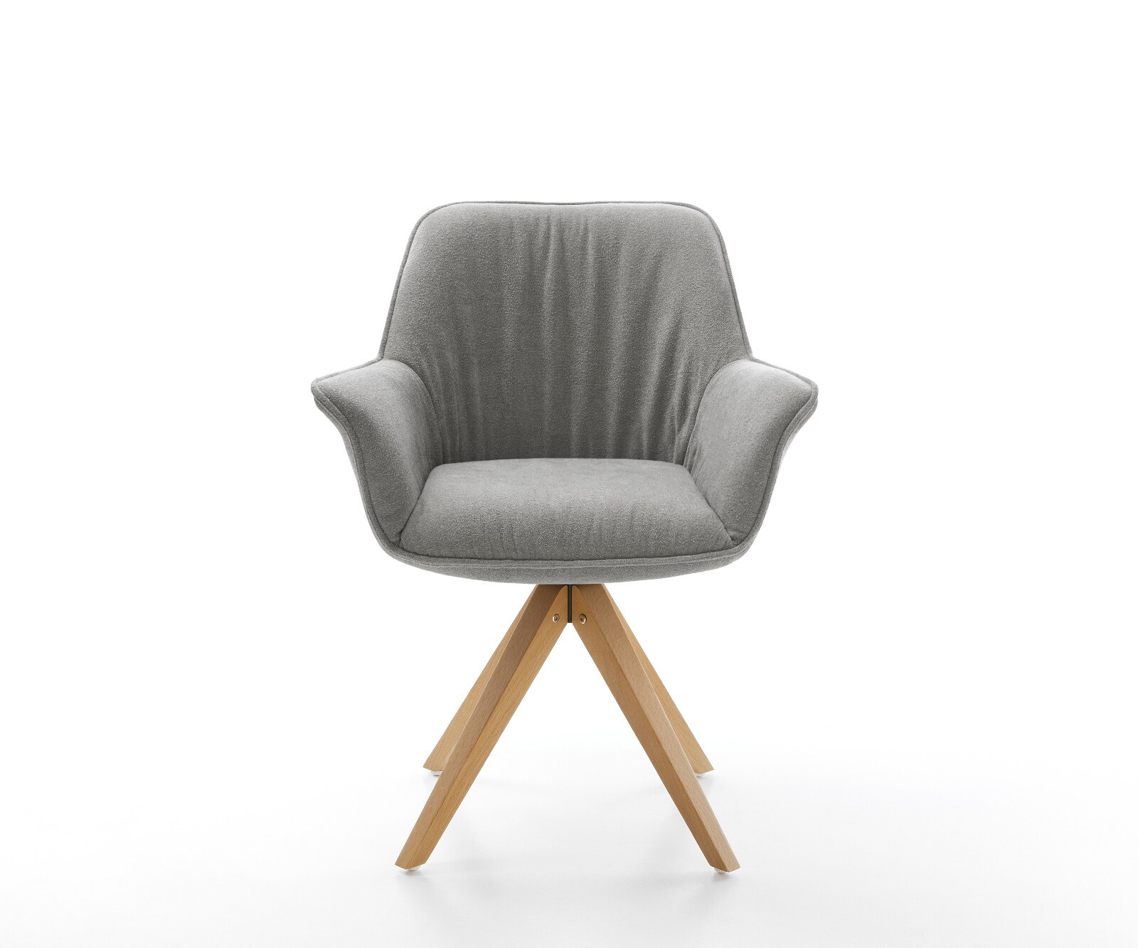 Въртящ се стол Keila-Flex с подлакътници текстуриран плат мека сива дървена рамка ъглов естествен 180° въртене 2