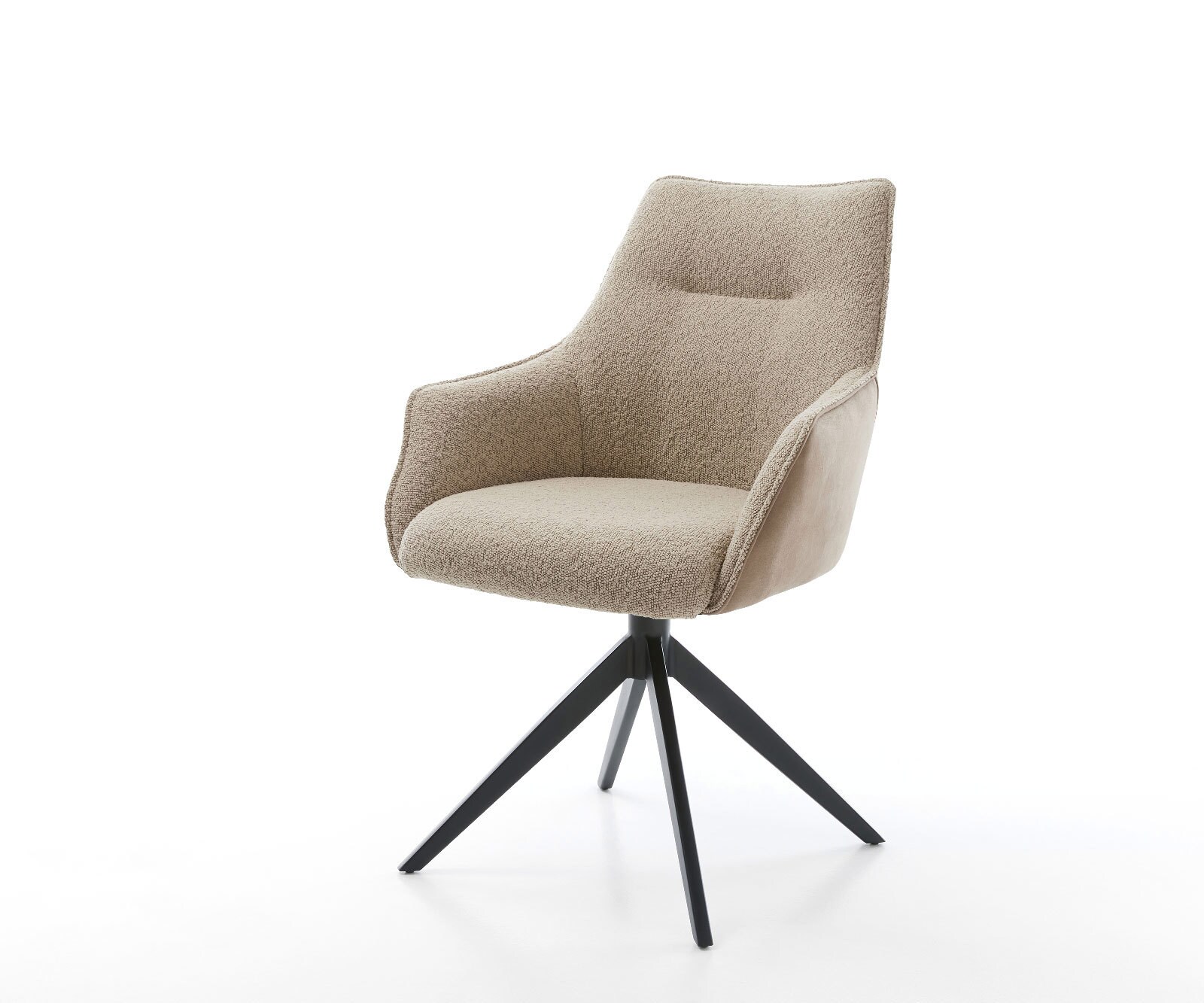 Въртящ се стол Alja-Flex с подлакътници Микс от материали Кал Кръстосана рамка широка Черно 360° въртене Люлееща се функция Ядро от джобни пружини 1