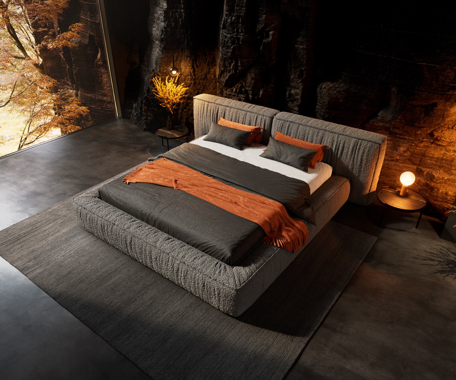 Тапицирано легло Coperti 180x200 cm bouclé сребристо сив 3
