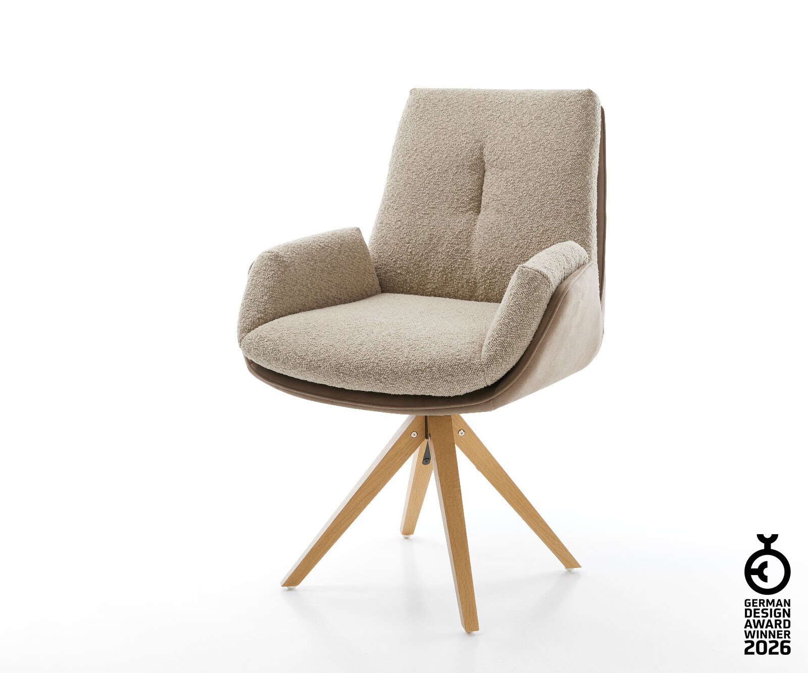 Въртящ се стол Clea-Flex материал микс дървена рамка ъглова естествена 180° въртяща се