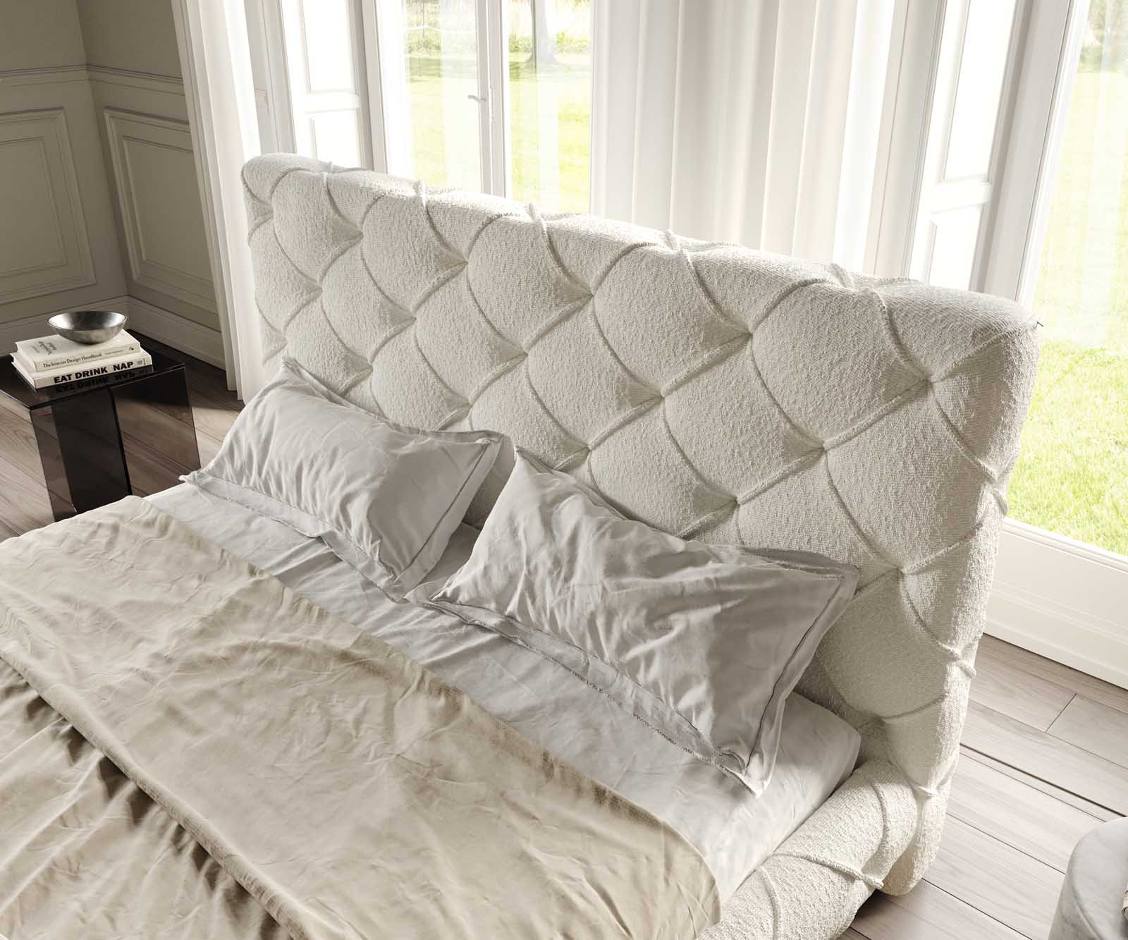 Тапицирано легло Nayara 180x200 cm bouclé кремаво-бяло 4 Тапицирано легло Nayara 180x200 cm bouclé кремаво-бяло 4