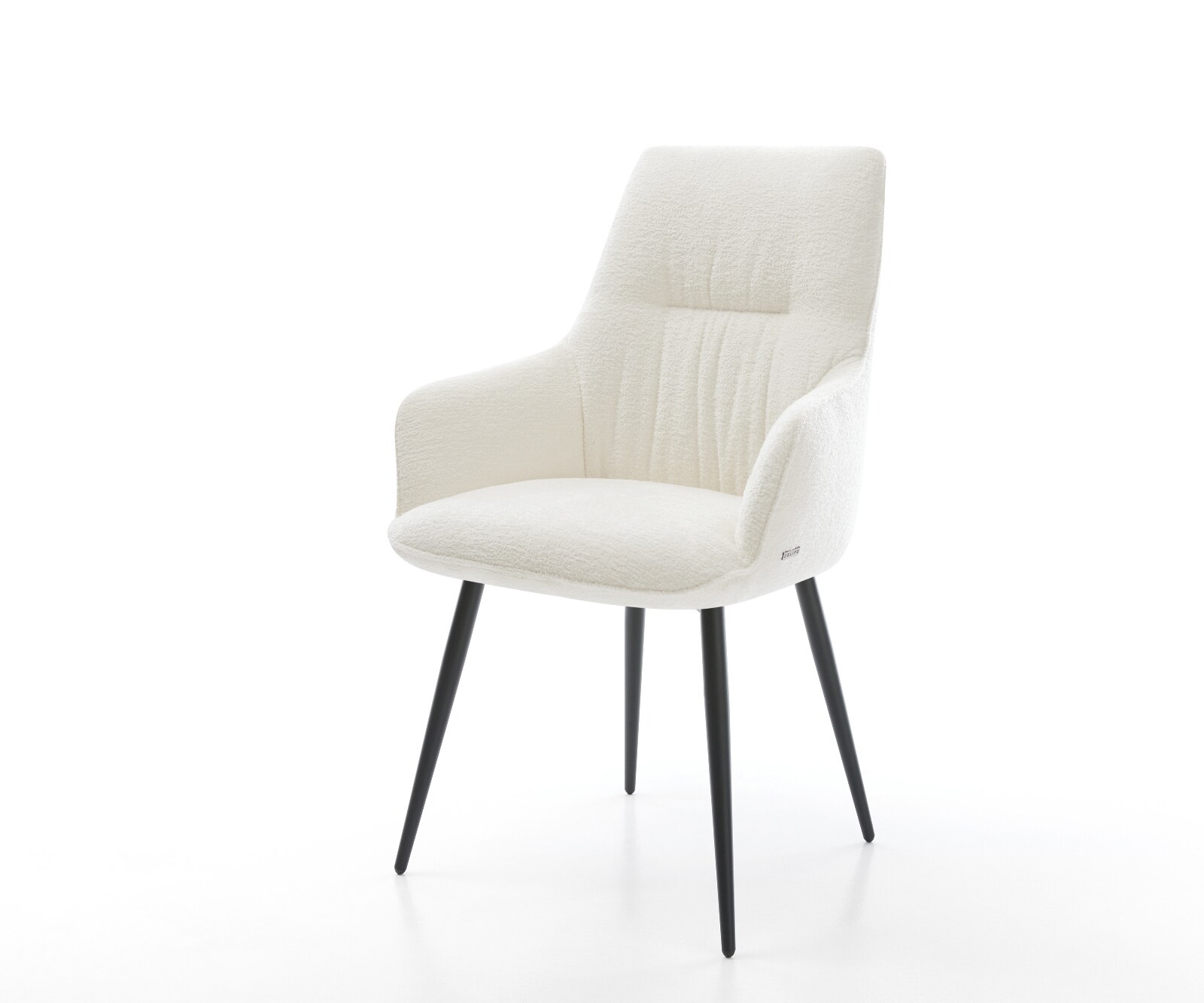 Трапезен стол Zelia-Flex с подлакътници, Букле Светлобежово, 4-футова конусовидна сърцевина от черни пружинни джобчета 1