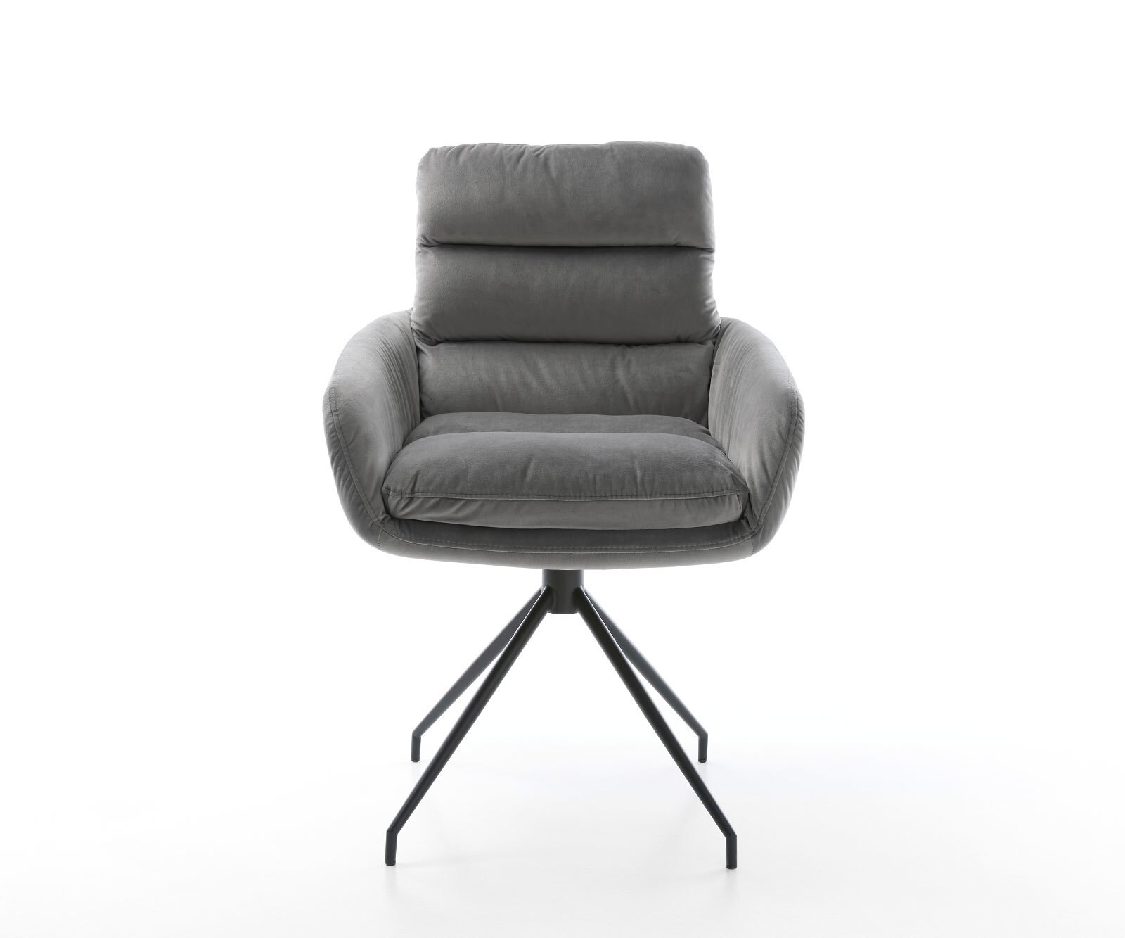 Врътящ се стол с подлакътници Кадифе Сив Конус крак кръгъл Черен 180° въртящ се Abelia-Flex 2
