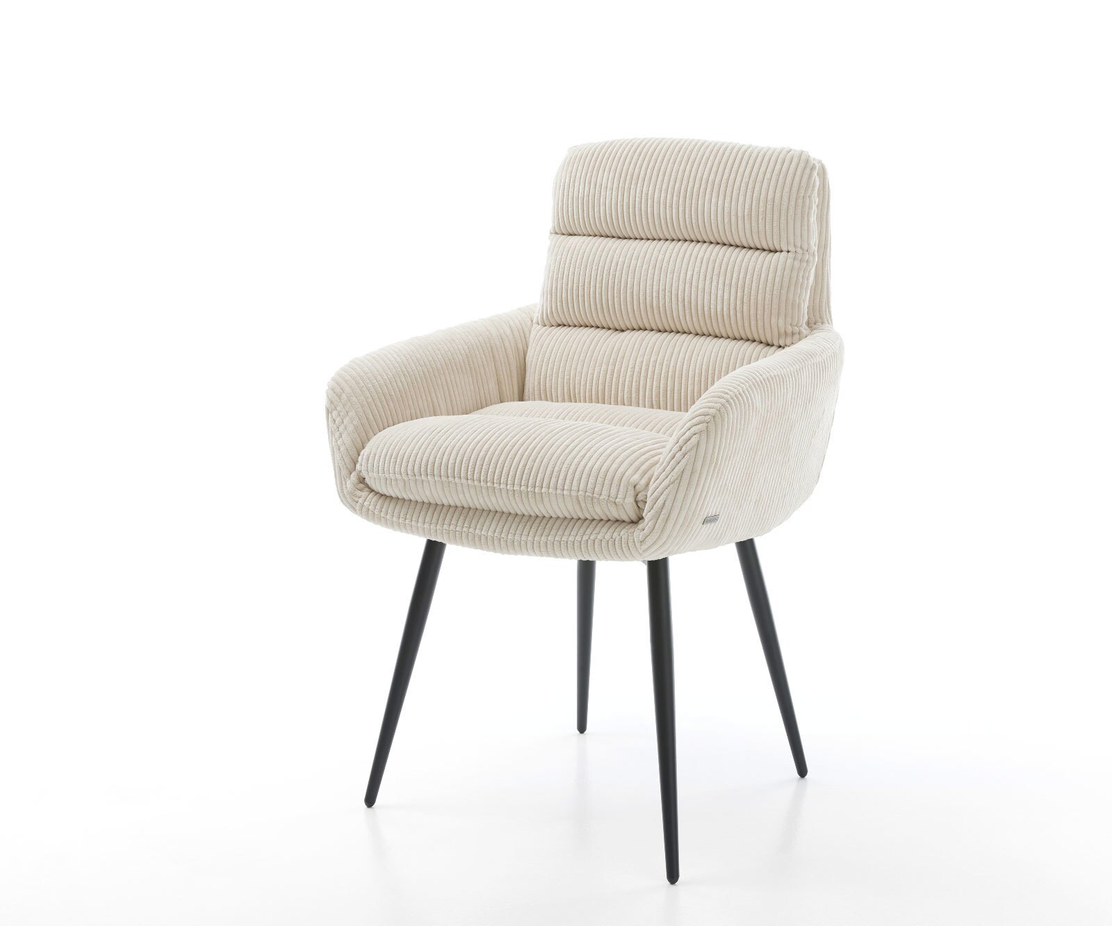 Стол с подлакътници Корд Бежов 4-крака Прави Черни Abelia-Flex 1