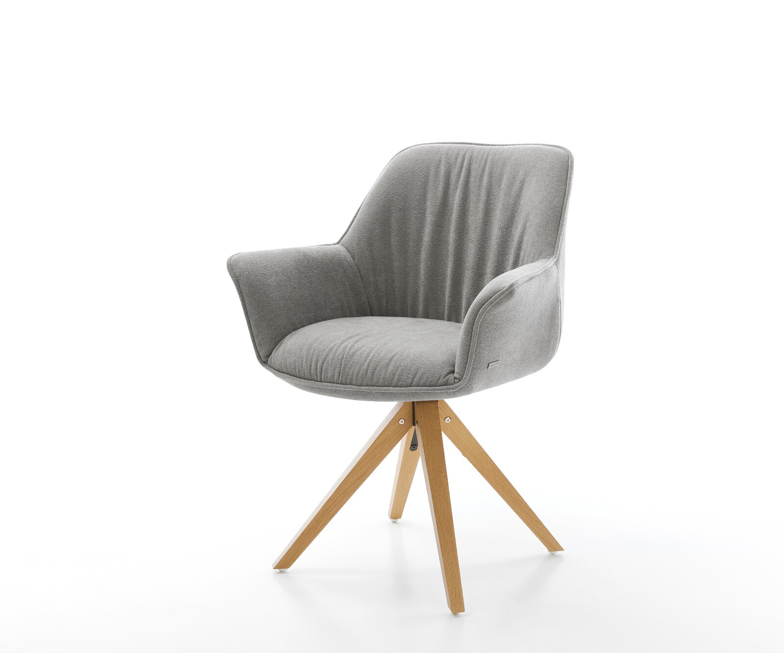 Въртящ се стол Keila-Flex с подлакътници текстуриран плат мека сива дървена рамка ъглов естествен 180° въртене 1