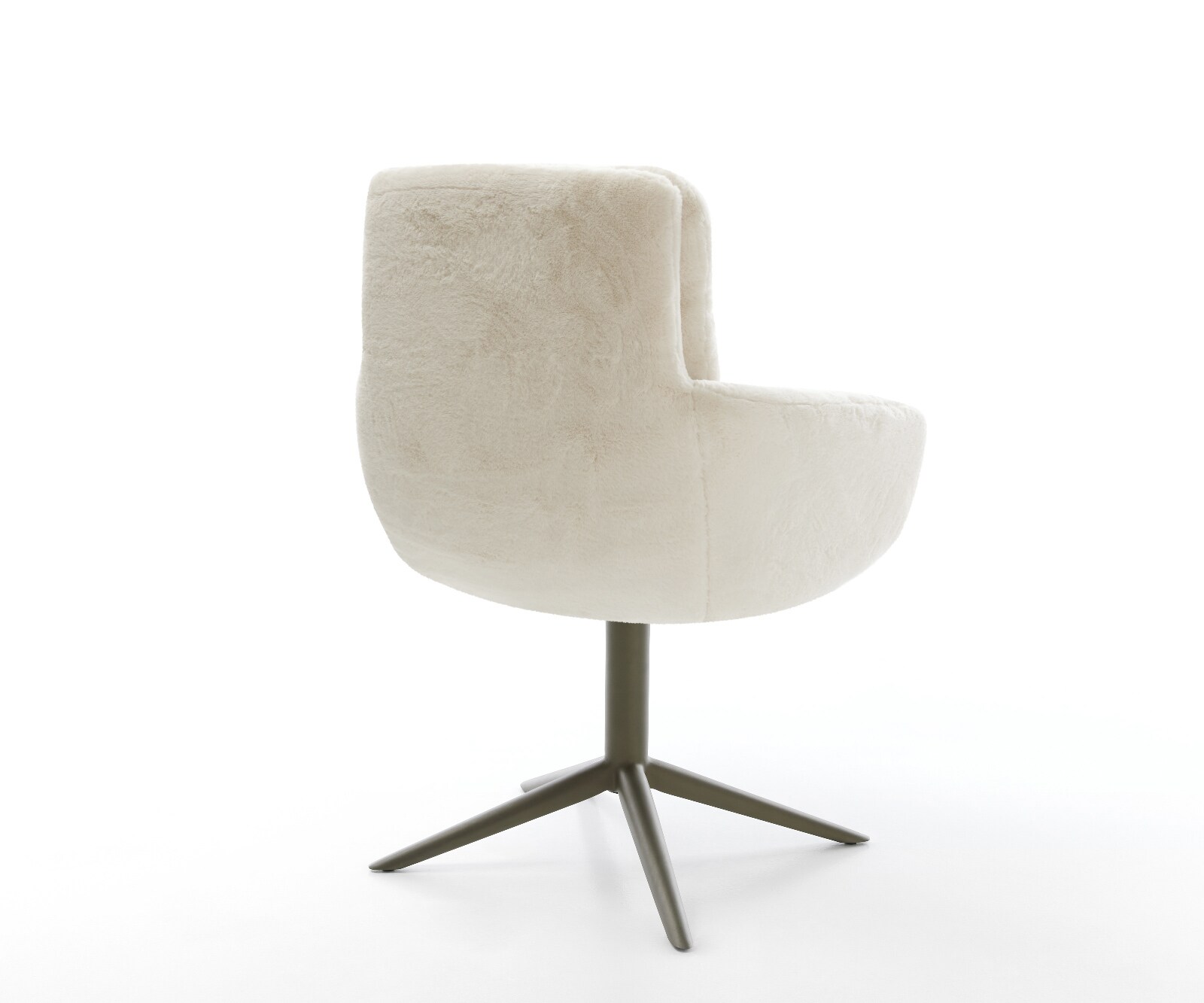 Въртящ се стол Abelia-Flex с подлакътници плюшена кремаво-бяла основа ефектно покритие титан 360° въртяща се люлееща се функция 5