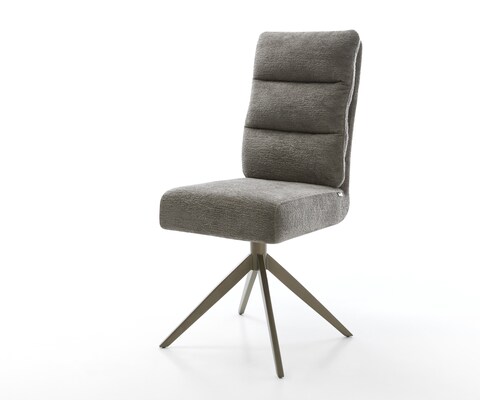 Въртящ се стол Pela-Flex Bouclé Soft Mud Кръстосана рамка широка Ефектно покритие Титан 360° въртене Люлееща се функция Ядро от джобни пружини