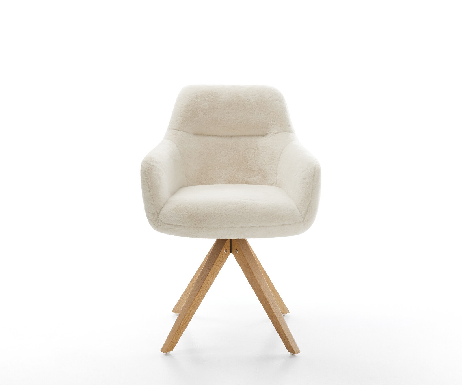 Въртящ се стол Pejo-Flex плюшена кремаво-бяла дървена рамка ъглова естествена 180° въртяща се сърцевина с джобни пружини 2