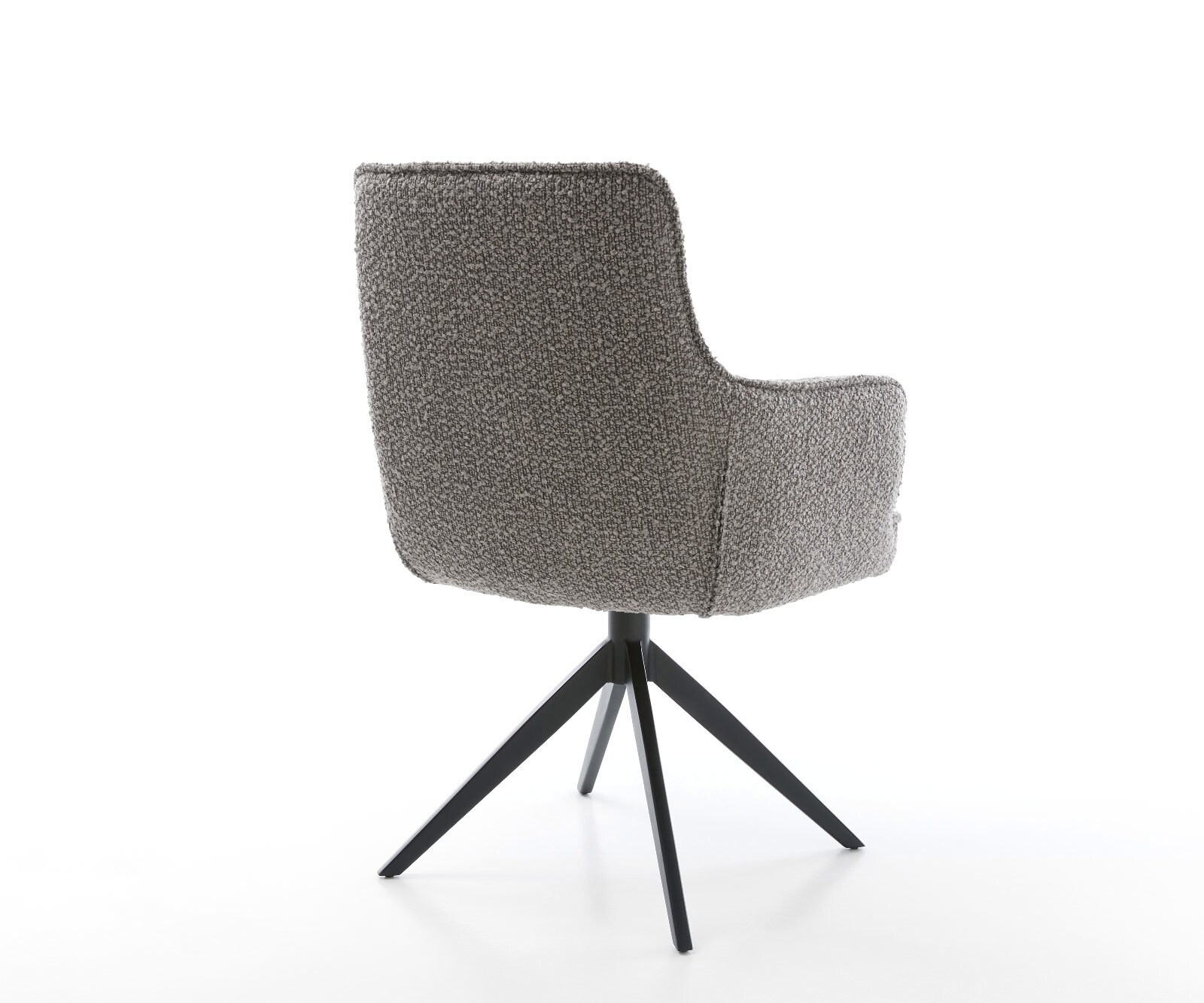 Въртящ се стол Heira-Flex с подлакътници Bouclé сребристо-сиво Кръстосана рамка широка черна 360° въртене Функция люлеене Ядро от джобни пружини 5