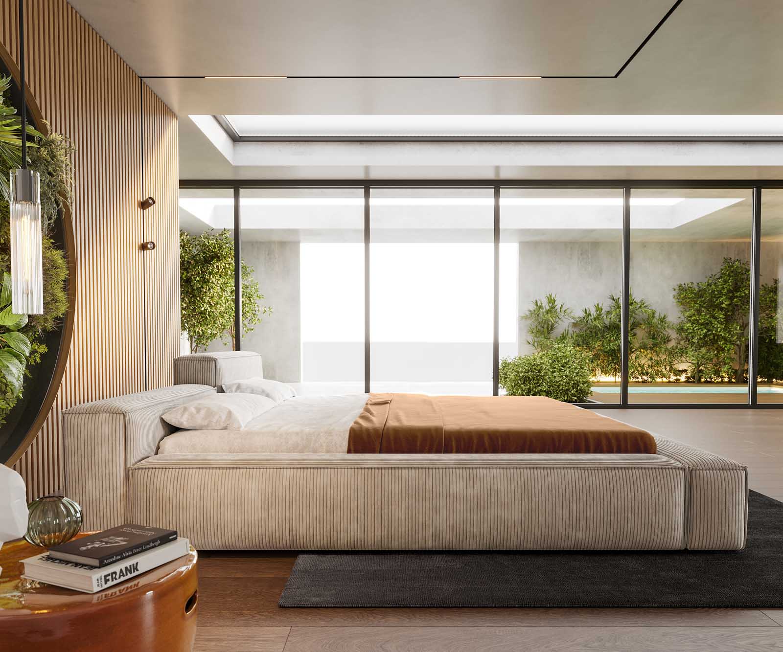 Тапицирано легло Kalinea 180x200 cm Cord бежаво 3 Тапицирано легло Kalinea 180x200 cm Cord бежаво 3