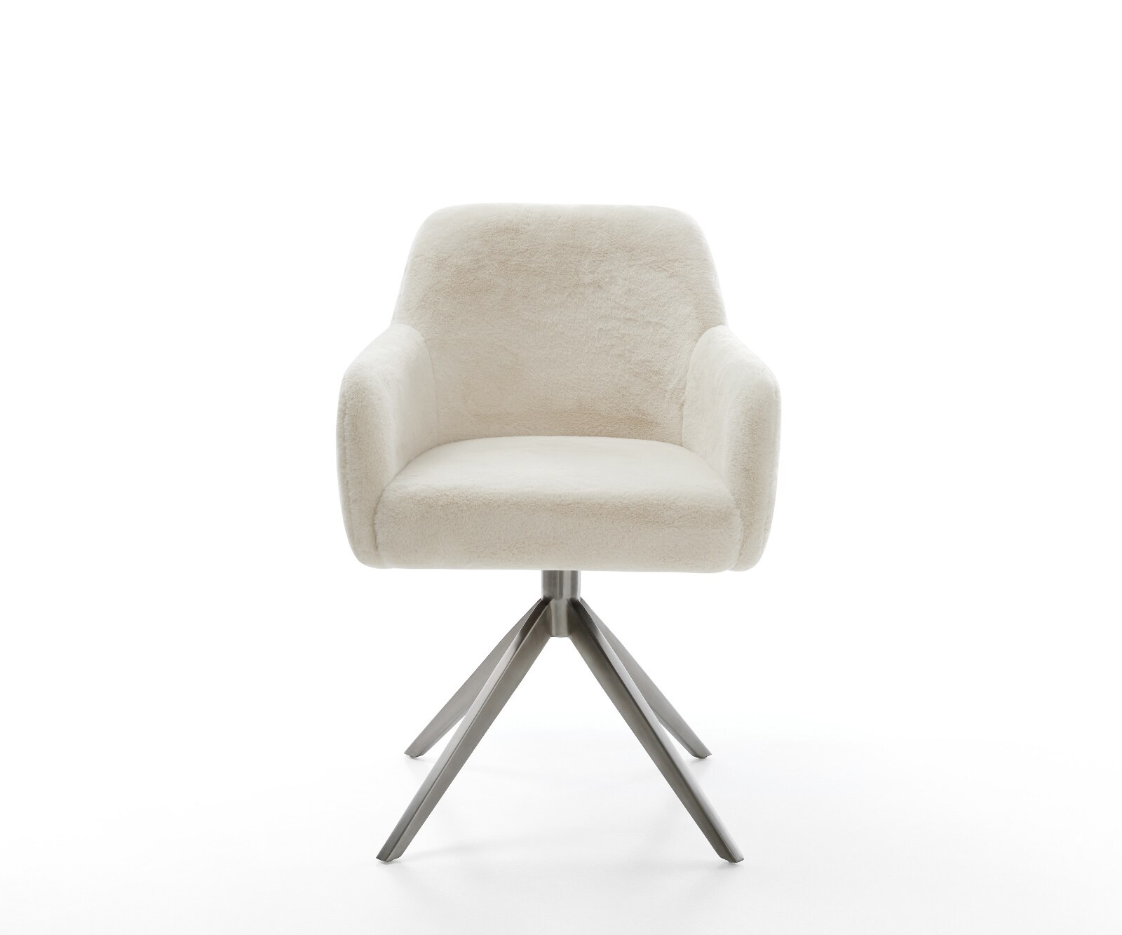 Въртящ се стол Greg-Flex плюшен кремаво-бял Кръстосана рамка широк графит Въртене на 360° Люлееща се функция Ядро от джобни пружини 1