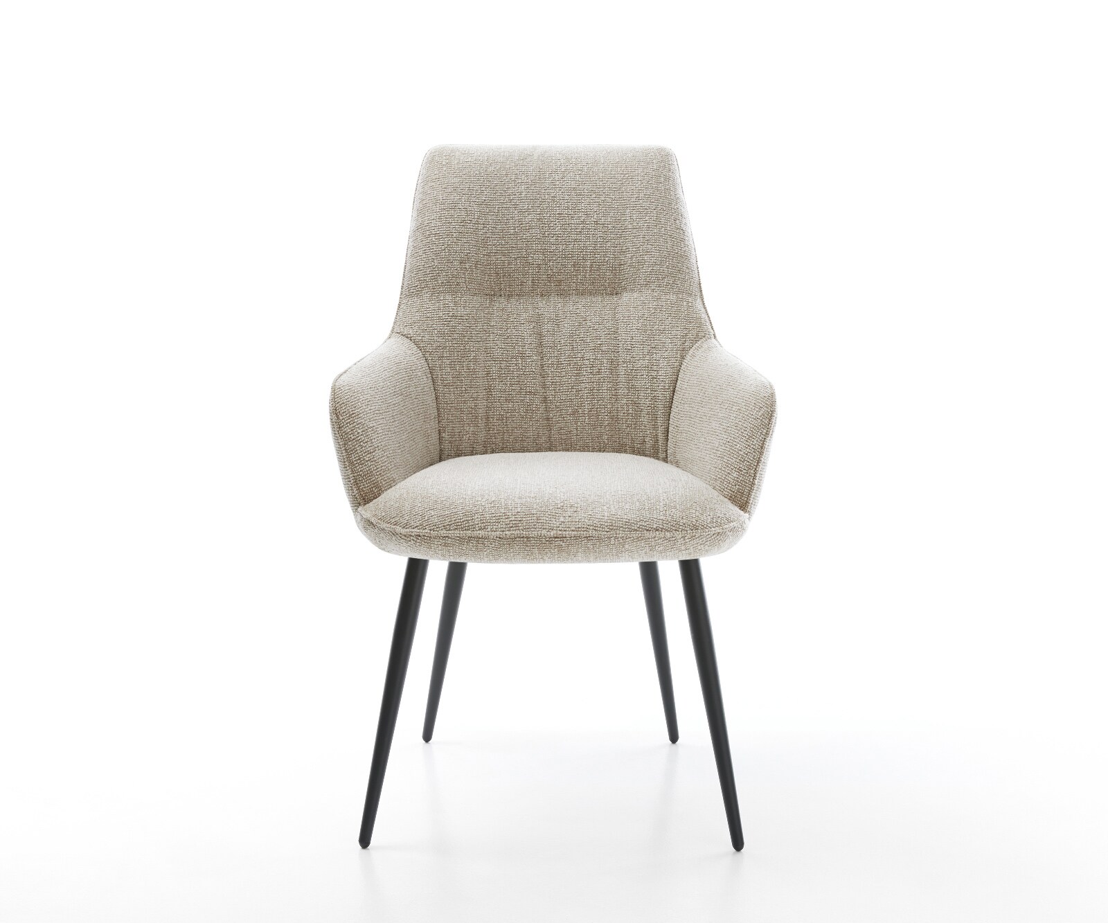 Трапезен стол Zelia-Flex с подлакътници, Светлобежов плат, 4-футова конусовидна черна пружинна сърцевина 2