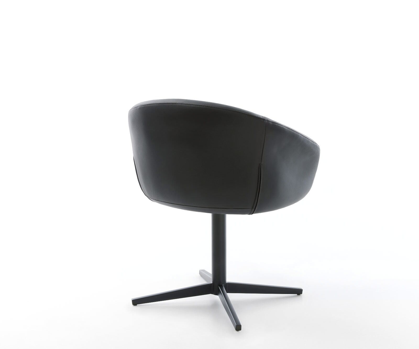 Врътящ се стол с подлакътници Естествена кожа Черен Офис основа Черен 360° въртящ се Покет пружина Vinka-Flex 5