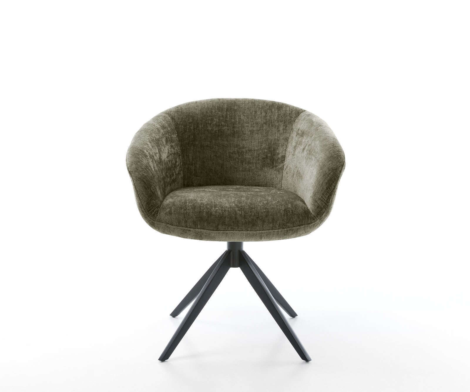 Врътящ се стол с подлакътници Шенил Маслина Конус крак плосък Черен 360° въртящ се Люлеещ се Покет пружина Vinka-Flex 2