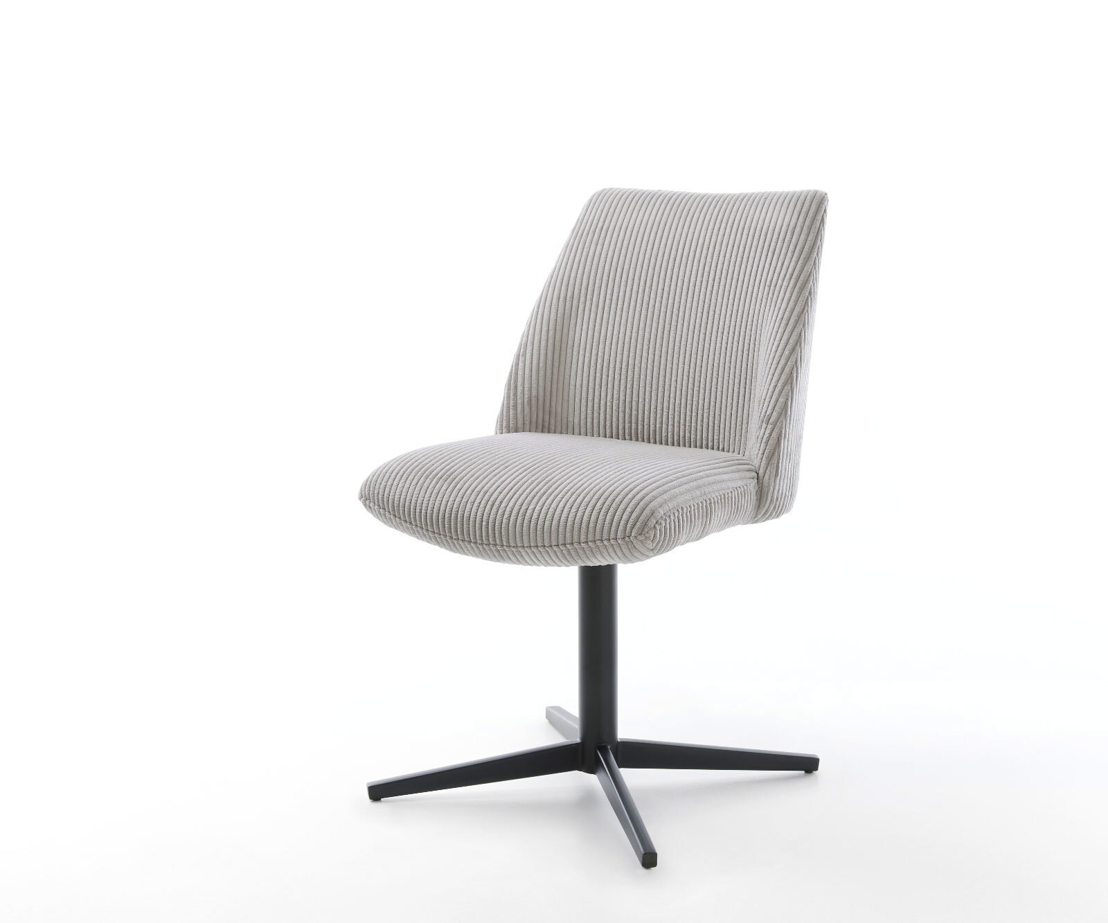 Врътящ се стол Корд СребристСив Офис основа Черен 360° въртящ се Покет пружина Elso-Flex