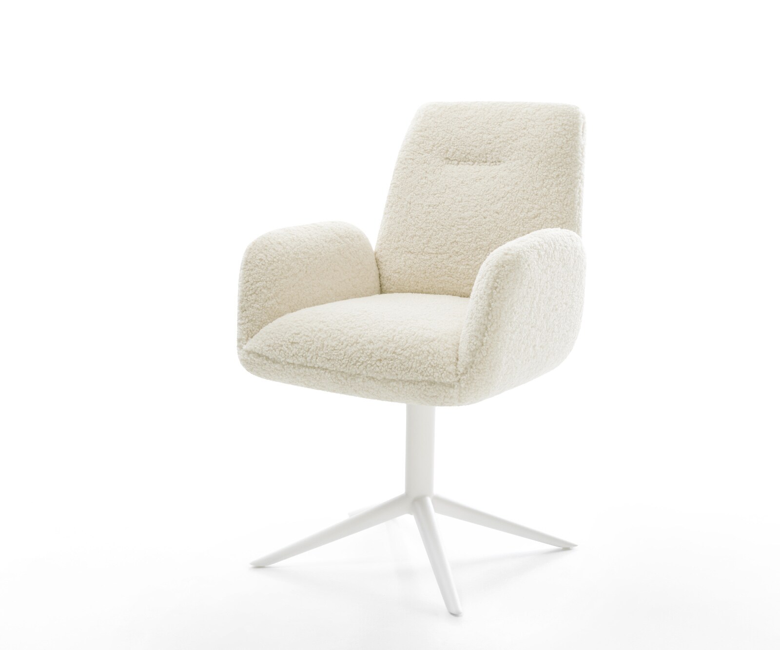 Въртящ се стол Zoa-Flex teddy тъкан бежова основа бял 360° въртяща се люлееща се функция сърцевина от джобни пружини 1