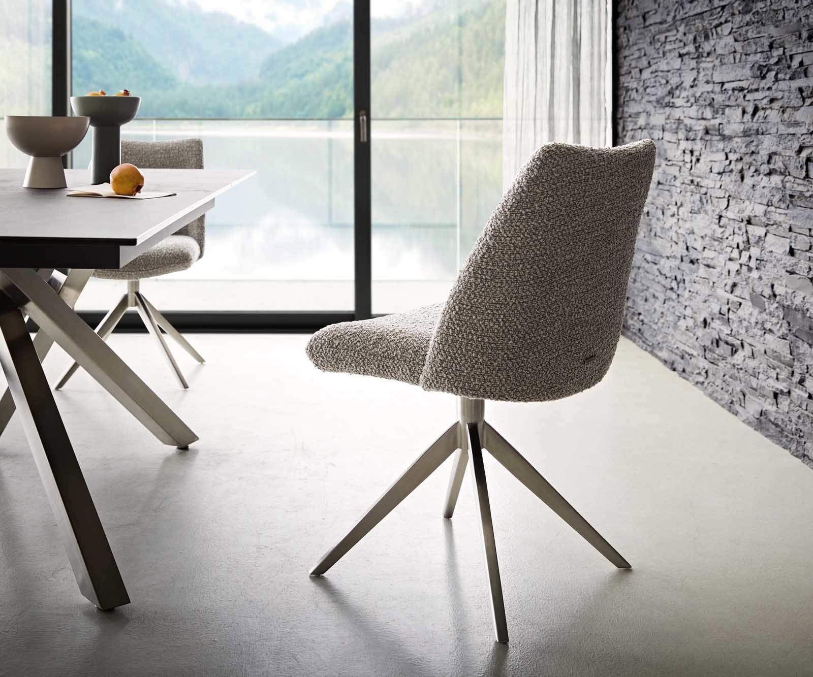 Врътящ се стол Букле СребристСив Конус крак плосък Неръждаема стомана 360° въртящ се Покет пружина Elso-Flex 4 Врътящ се стол Букле СребристСив Конус крак плосък Неръждаема стомана 360° въртящ се Покет пружина Elso-Flex 4