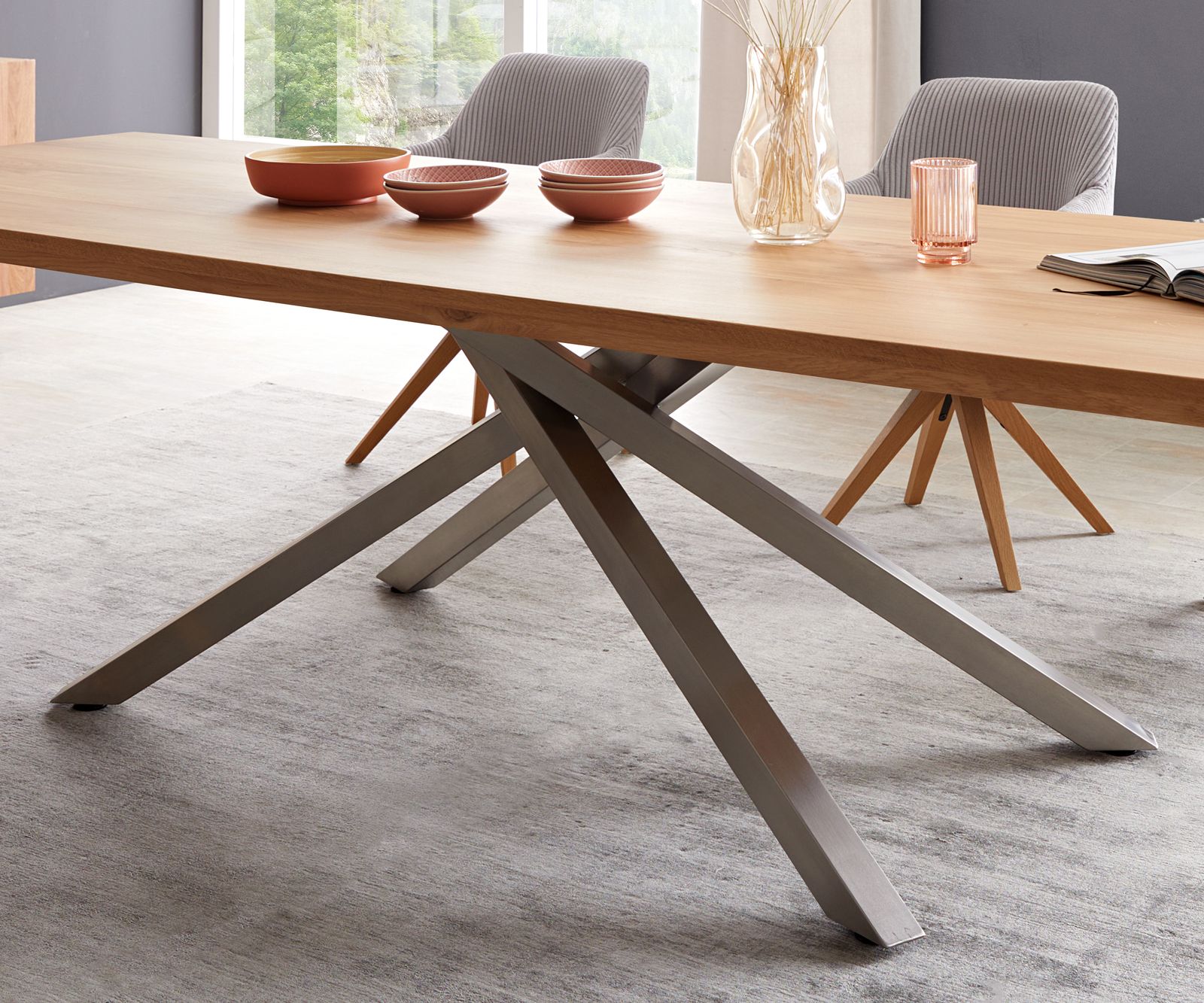 Маса 300x100 Дъб Натурал КръстРамка Правоъгълник Неръждаема стомана Edge 5