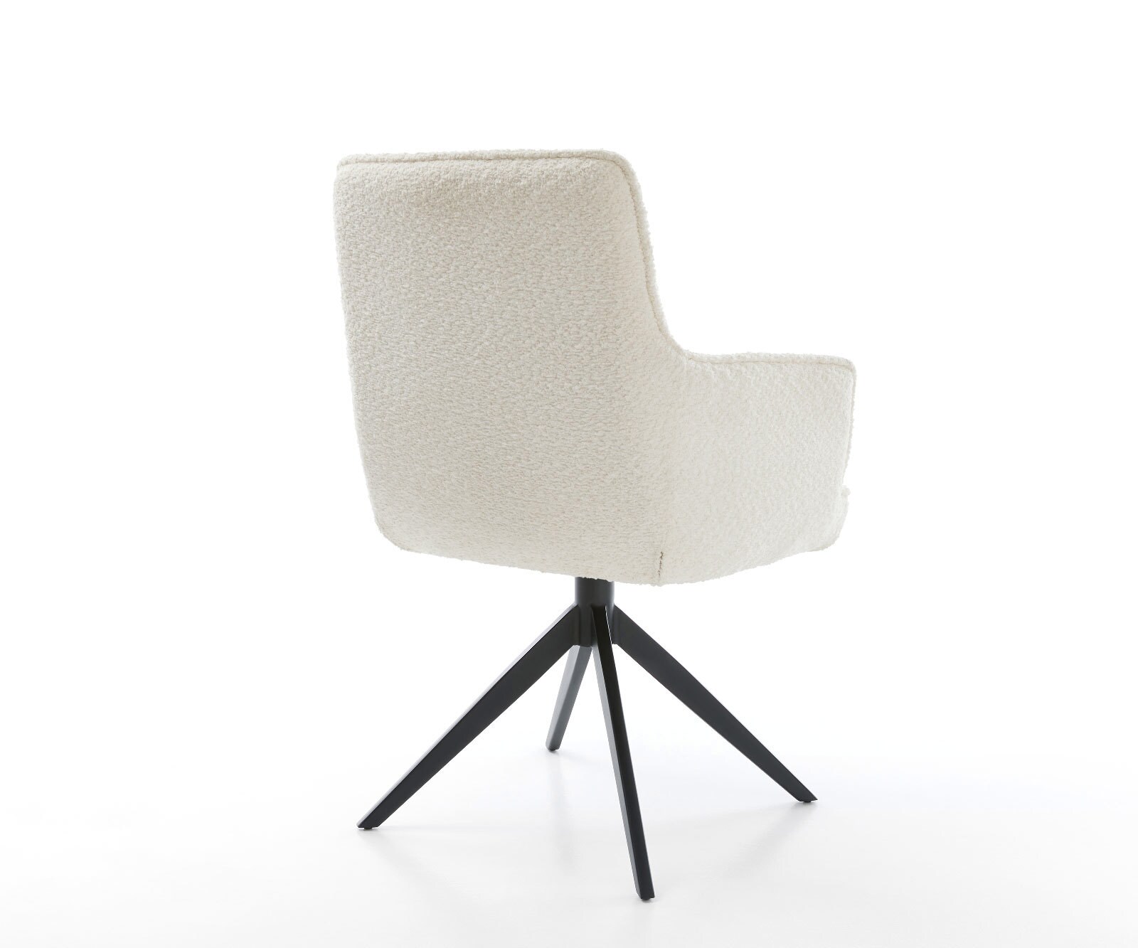Въртящ се стол Heira-Flex с подлакътници Bouclé White Кръстосана рамка широка Black Въртене на 360° Люлееща се функция Pocket spring core 5