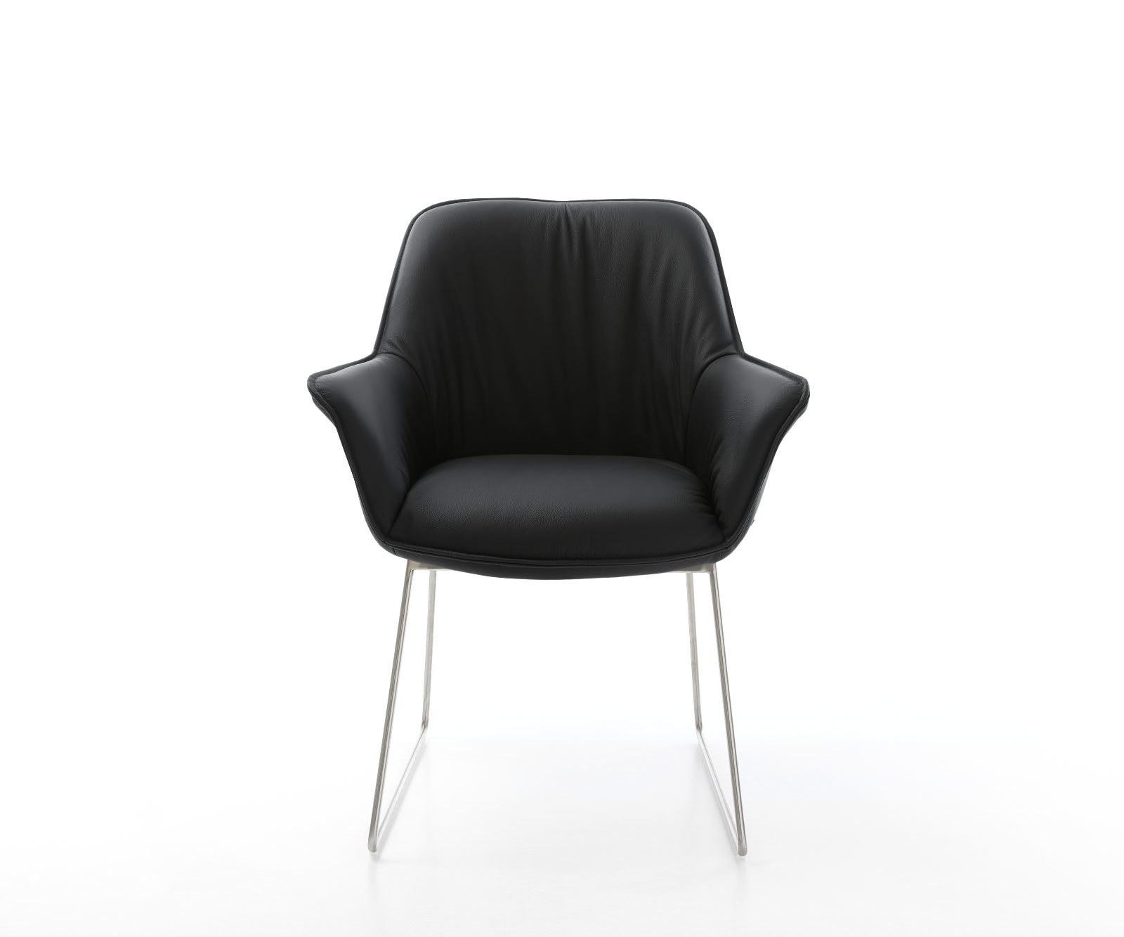 Кресло с подлакътници Естествена кожа Черна Извити крака Неръждаема стомана Keila-Flex 1 Кресло с подлакътници Естествена кожа Черна Извити крака Неръждаема стомана Keila-Flex 1