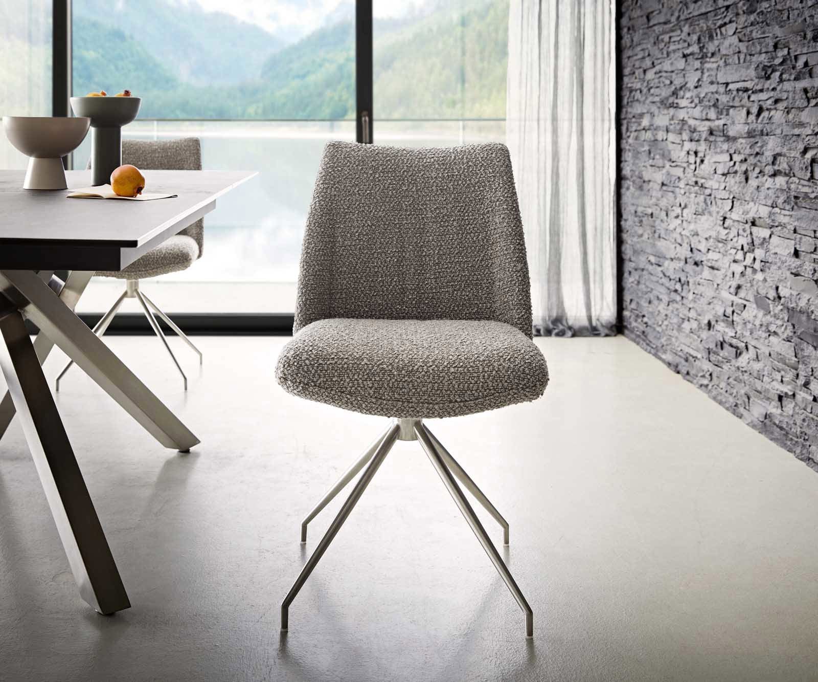 Врътящ се стол Букле СребристСив Конус крак кръгъл Неръждаема стомана 180° въртящ се Покет пружина Elso-Flex 1 Врътящ се стол Букле СребристСив Конус крак кръгъл Неръждаема стомана 180° въртящ се Покет пружина Elso-Flex 1