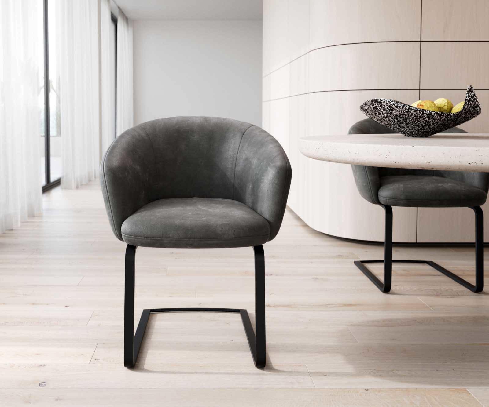 Люлеещ стол с подлакътници Антрацит Винтидж Конзолен крак плосък Черен Покет пружина Caja-Flex 1 Люлеещ стол с подлакътници Антрацит Винтидж Конзолен крак плосък Черен Покет пружина Caja-Flex 1