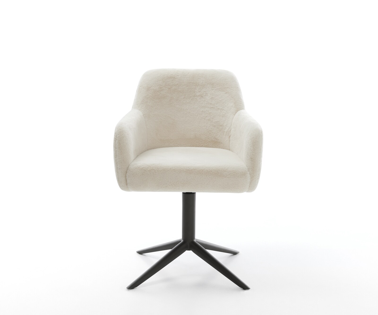 Въртящ се стол Greg-Flex Плюш крем-бяло База черно Завъртане на 360° Люлееща се функция Ядро от джобни пружини 1