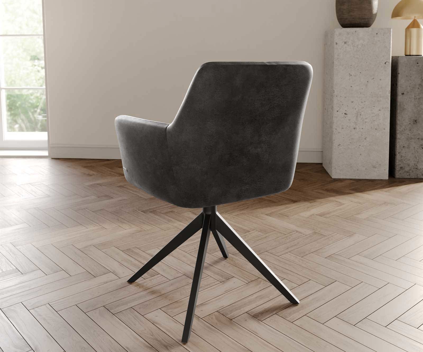 Врътящ се стол с подлакътници Антрацит Винтидж Конус крак плосък Черен 360° въртящ се Покет пружина Xana-Flex 4 Врътящ се стол с подлакътници Антрацит Винтидж Конус крак плосък Черен 360° въртящ се Покет пружина Xana-Flex 4