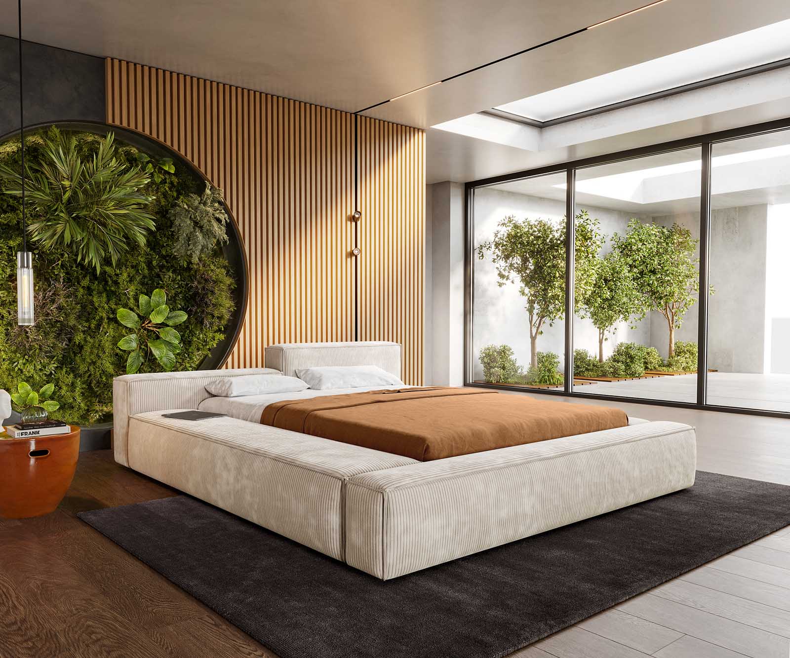 Тапицирано легло Kalinea 140x200 cm Cord бежово 1