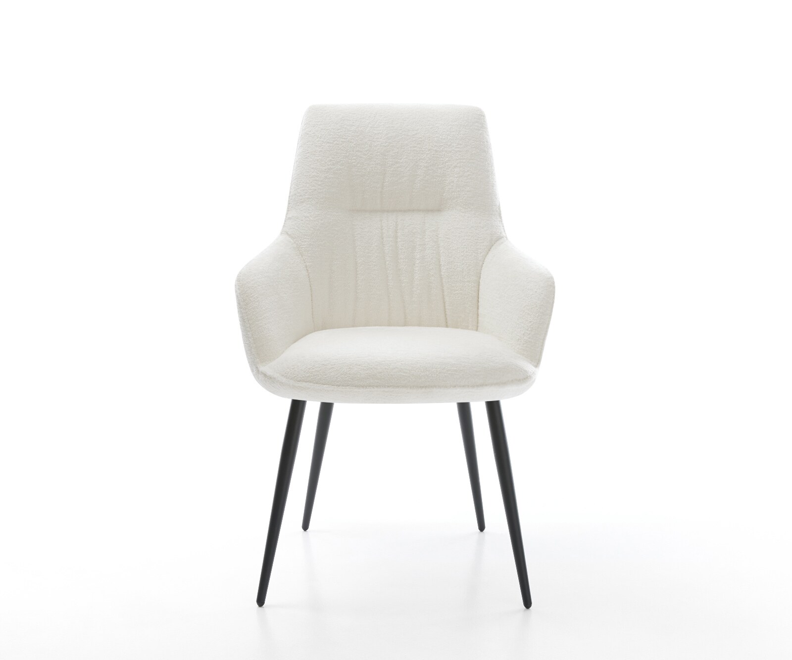 Трапезен стол Zelia-Flex с подлакътници, Букле Светлобежово, 4-футова конусовидна сърцевина от черни пружинни джобчета 2