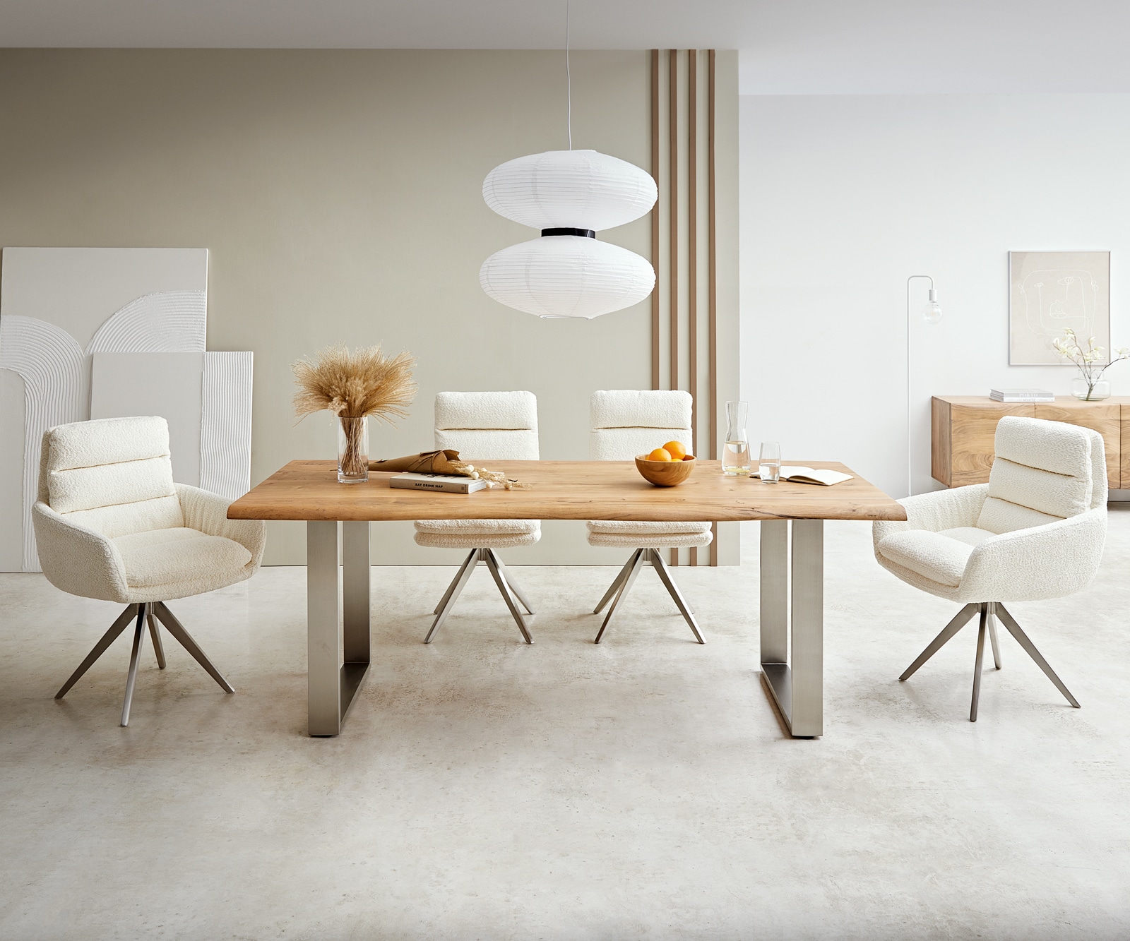 Маса 200x100 Акация Натурал Неръждаема стомана Тесен профил Edge 2 Маса 200x100 Акация Натурал Неръждаема стомана Тесен профил Edge 2