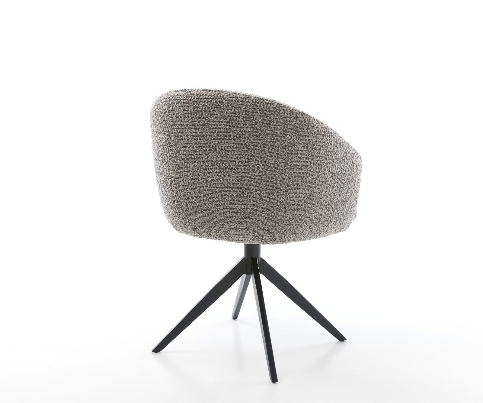 Въртящ се стол Caja-Flex с подлакътници Bouclé сребристо-сиво Кръстосана рамка широка черна 360° въртене Функция люлеене Ядро от джобни пружини 5