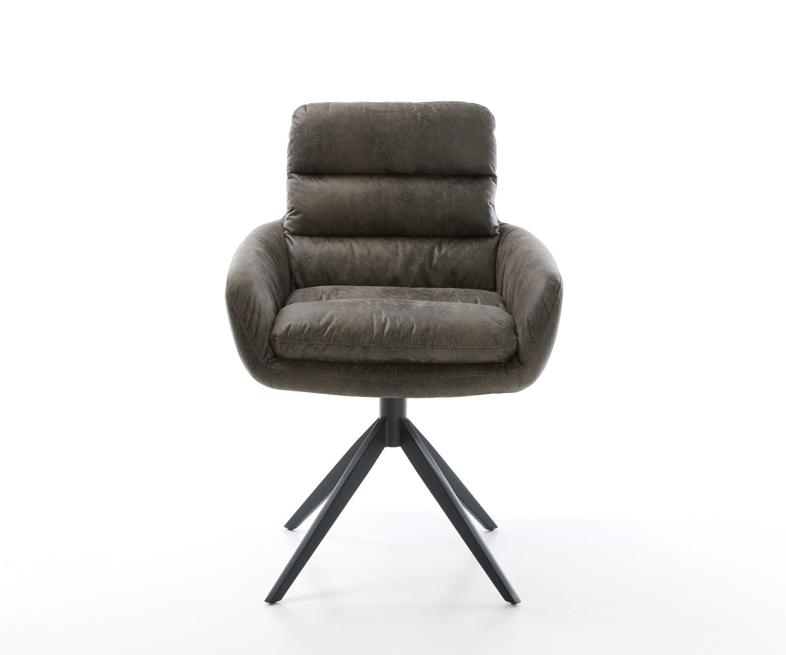 Въртящ се стол Abelia-Flex с подлакътници от микрофибър сив античен кръст широка черна рамка 360° въртяща се люлееща се функция 1