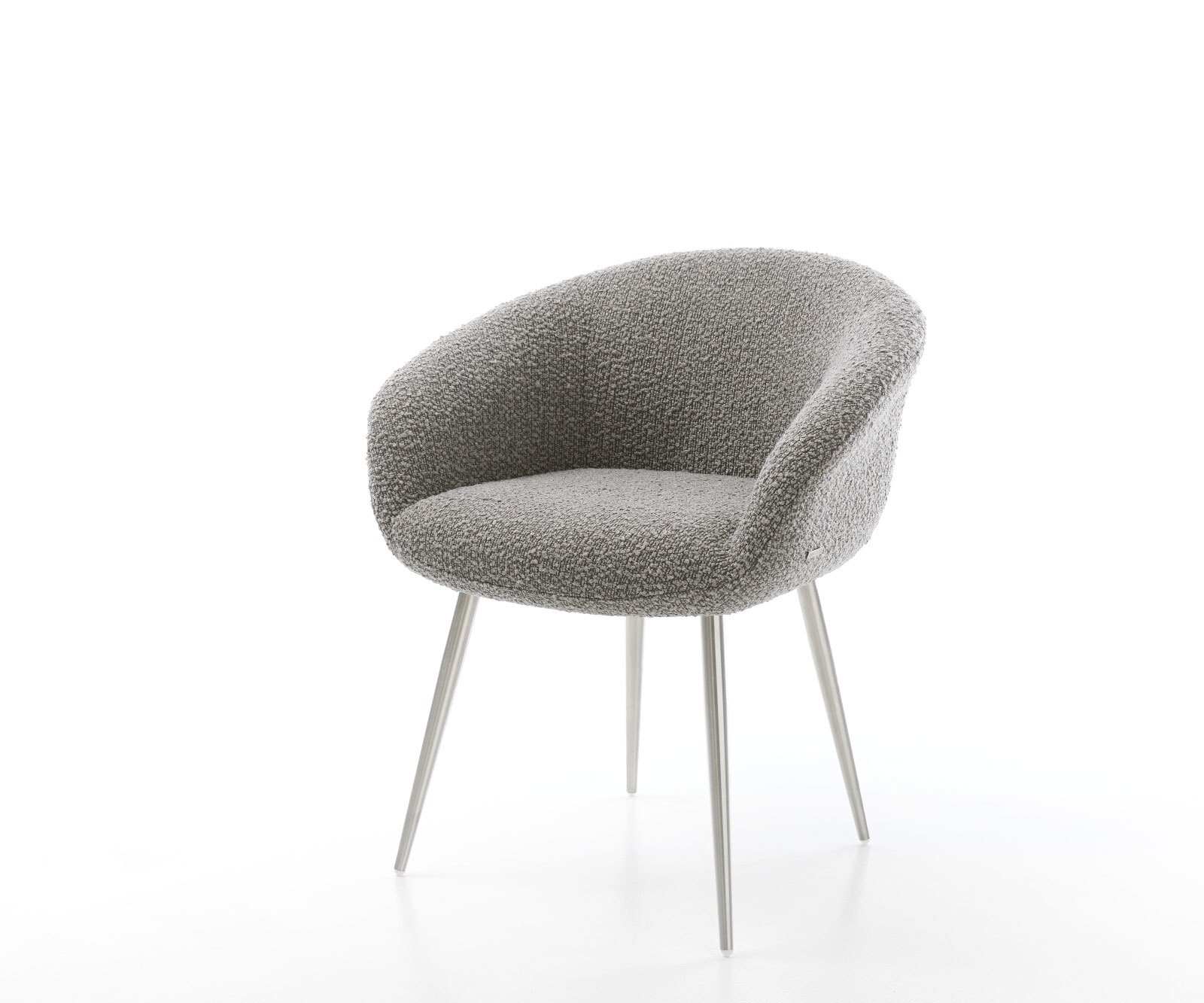 Трапезен стол с подлакътници Букле СребристСив 4 крака конични Неръждаема стомана Покет пружина Vinka-Flex 1