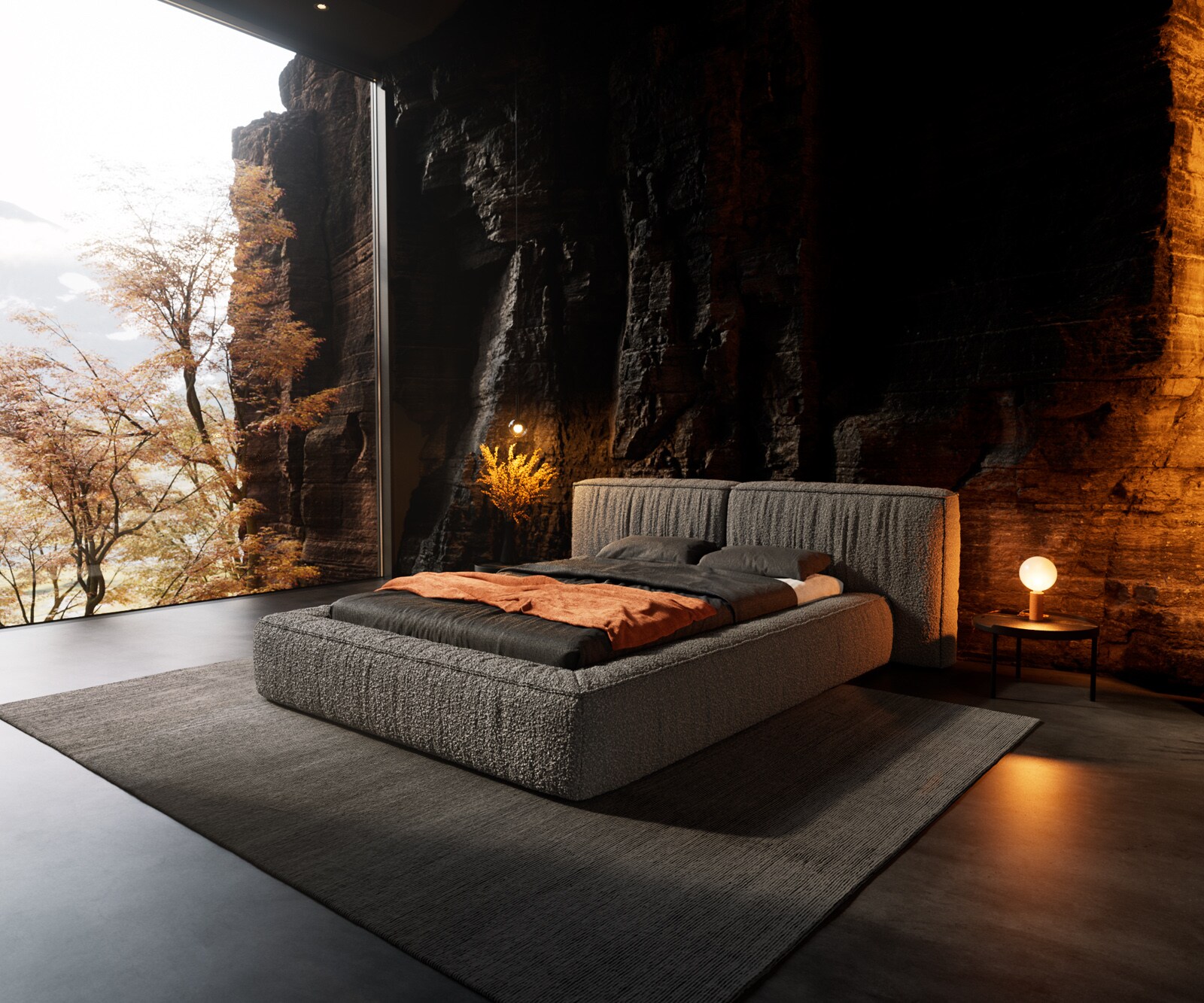 Тапицирано легло Coperti 140x200 cm Bouclé сребристо сиво Тапицирано легло Coperti 140x200 cm Bouclé сребристо сиво