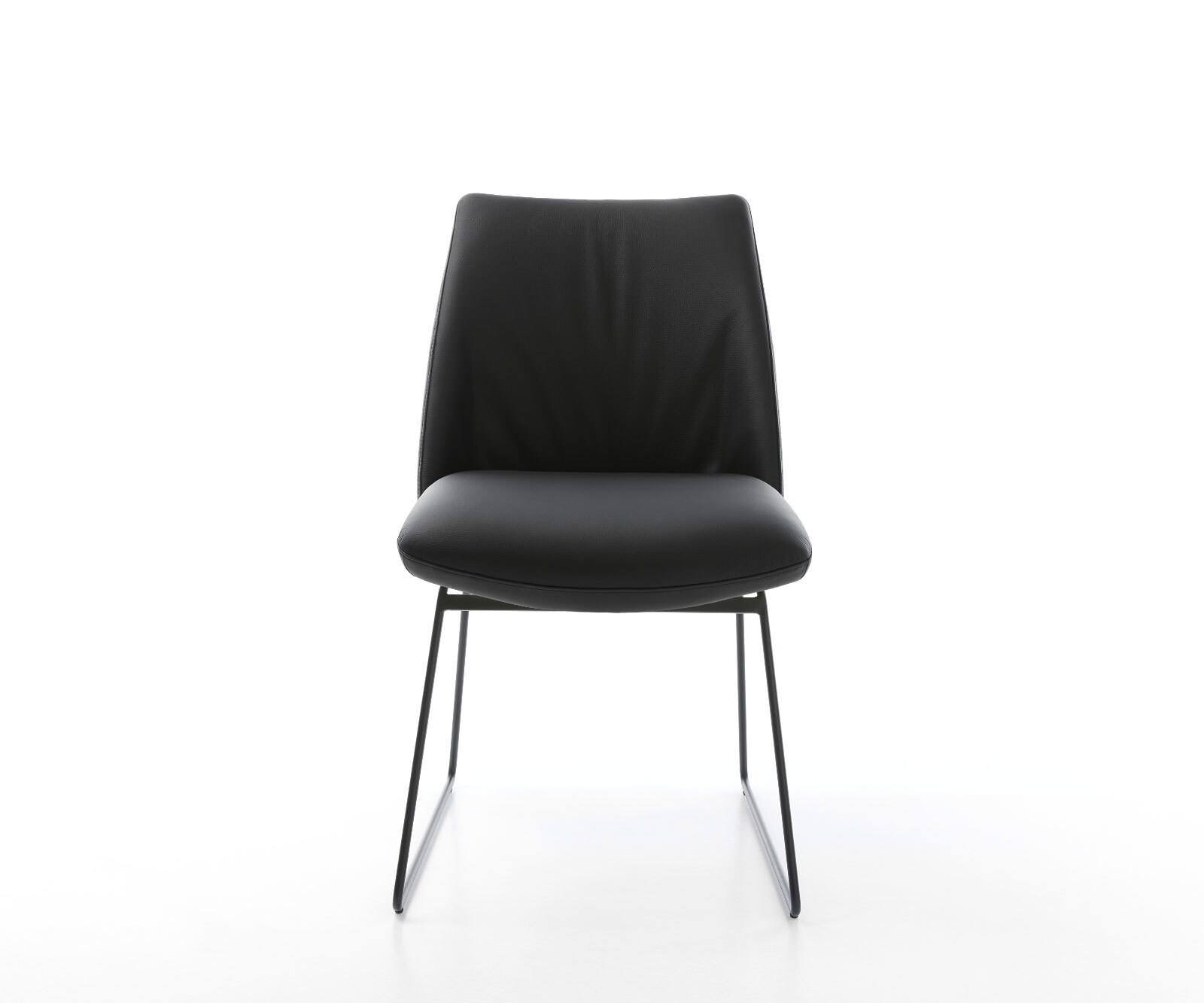 Трапезен стол Естествена кожа Черен Извити крака Черен Покет пружина Elso-Flex 2