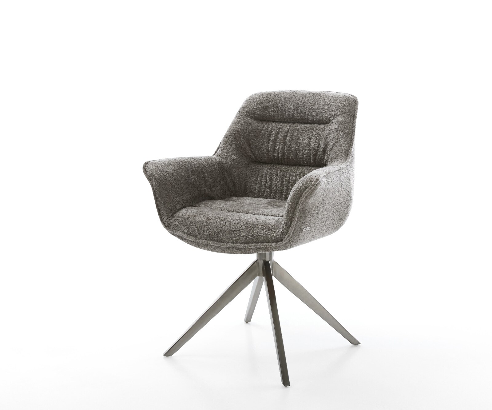Въртящ се стол Kaira-Flex Bouclé Soft mud Кръстосана рамка широк графит Въртене на 360° Люлееща се функция