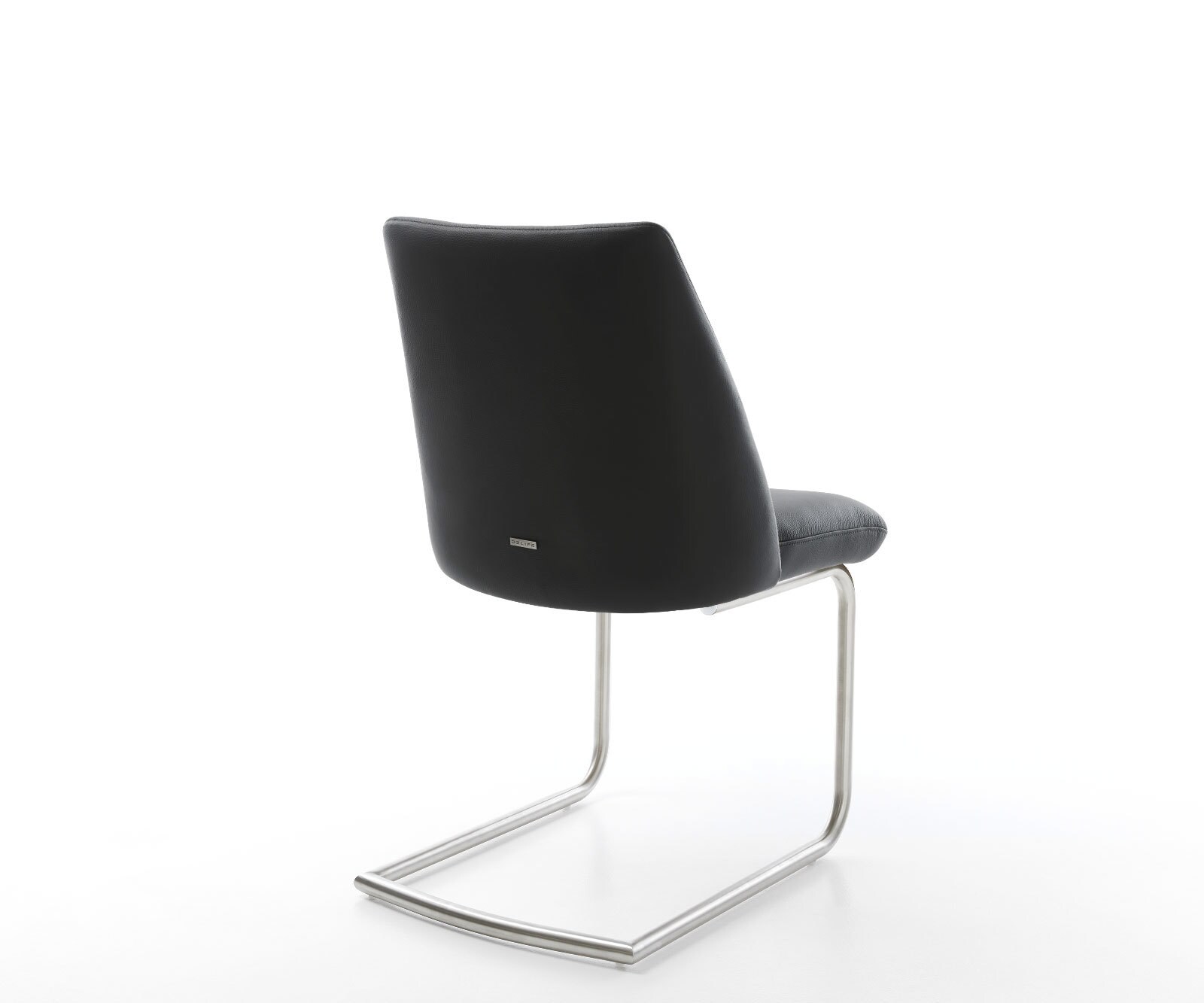 Люлеещ стол Естествена кожа Черен Конзолен крак кръгъл Неръждаема стомана Покет пружина Elso-Flex 5