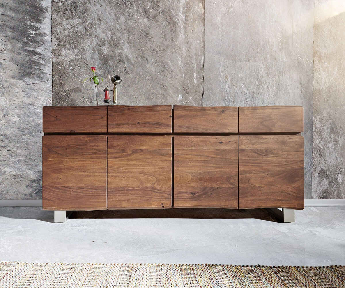 Бюфет 172 cm Акация Кафяв 4 Врати 4 Чекмеджета Live-Edge 1 Бюфет 172 cm Акация Кафяв 4 Врати 4 Чекмеджета Live-Edge 1