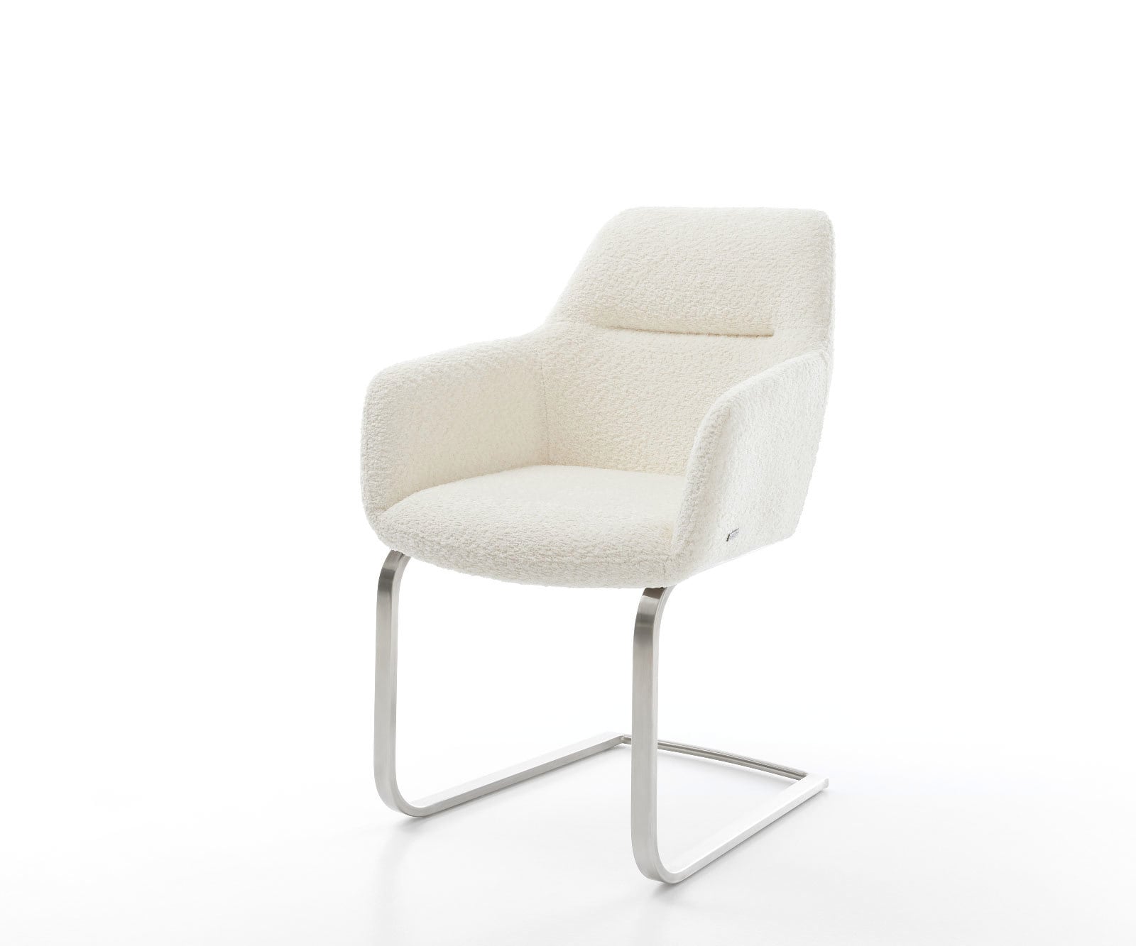 Люлеещ стол Букле Бял Конзолен крак плосък Неръждаема стомана Pejo-Flex Люлеещ стол Букле Бял Конзолен крак плосък Неръждаема стомана Pejo-Flex