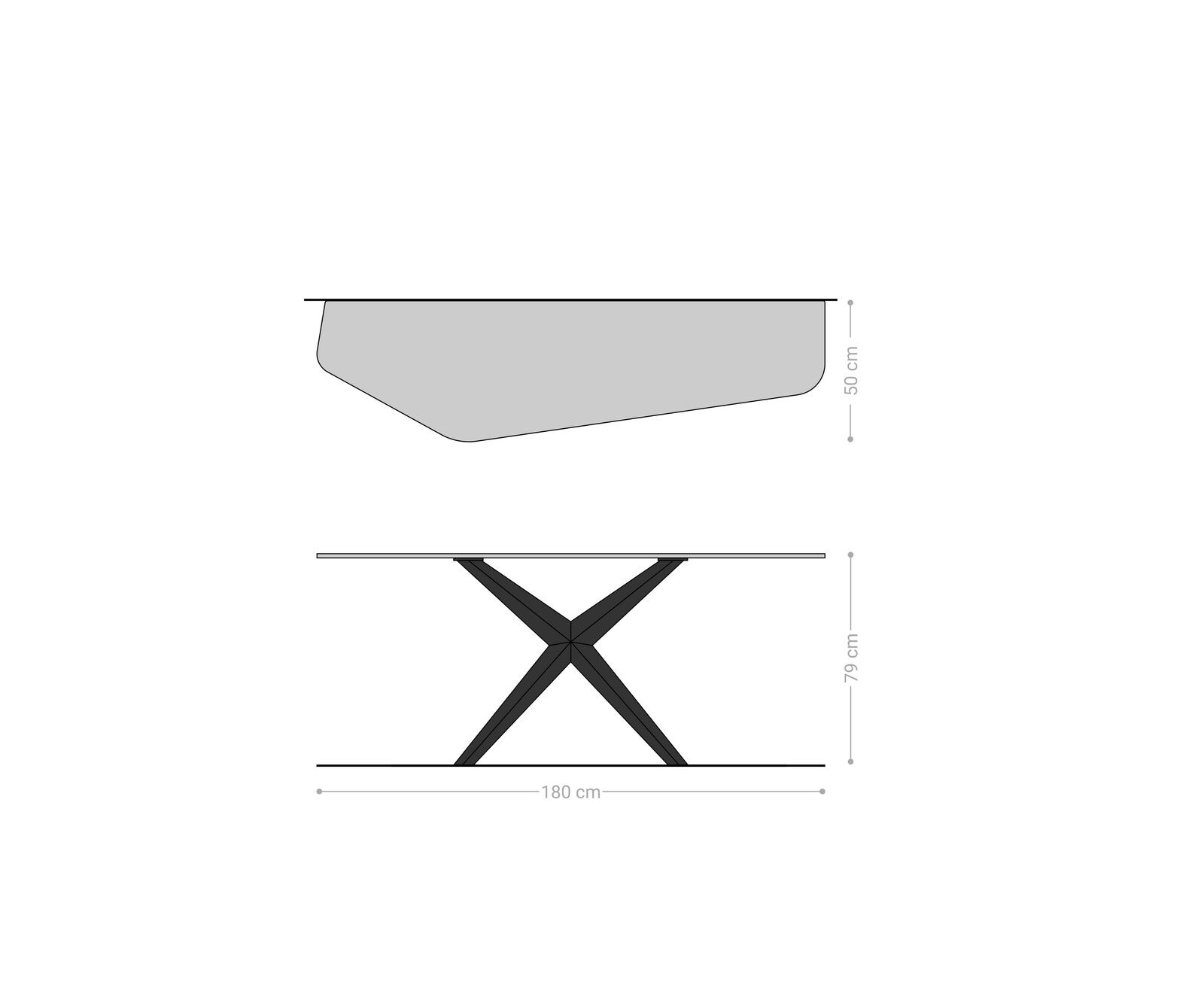 Конзолна маса Edge Polygonal 180x50 см, керамика Patagonia, полирана, Zentharo, метално покритие с ефект титан 8