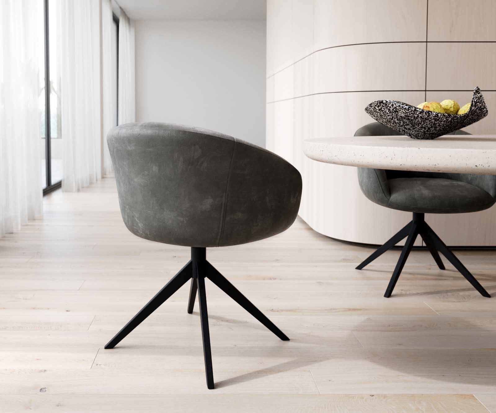 Врътящ се стол с подлакътници Антрацит Винтидж Конус крак плосък Черен 360° въртящ се Покет пружина Vinka-Flex 4 Врътящ се стол с подлакътници Антрацит Винтидж Конус крак плосък Черен 360° въртящ се Покет пружина Vinka-Flex 4