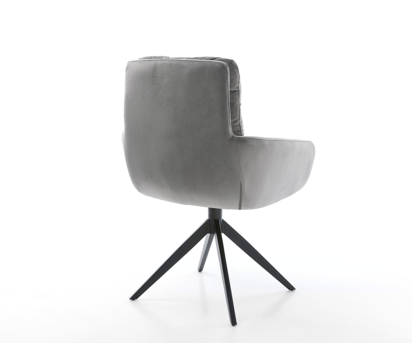 Врътящ се стол с подлакътници Кадифе Сив Конус крак плосък Черен 360° въртящ се Abelia-Flex 5