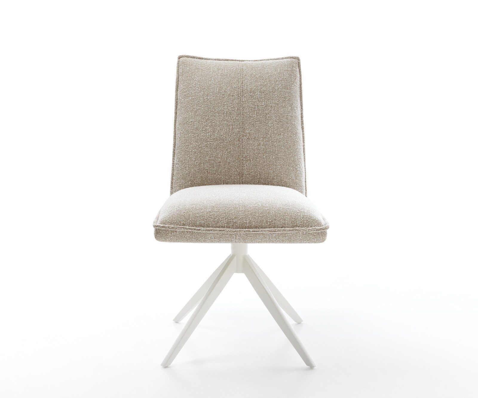 Въртящ се стол Lelio-Flex Soft Бежова тъкан Кръстосана рамка широка Бяла 360° въртене Люлееща се функция Ядро от джобни пружини 2